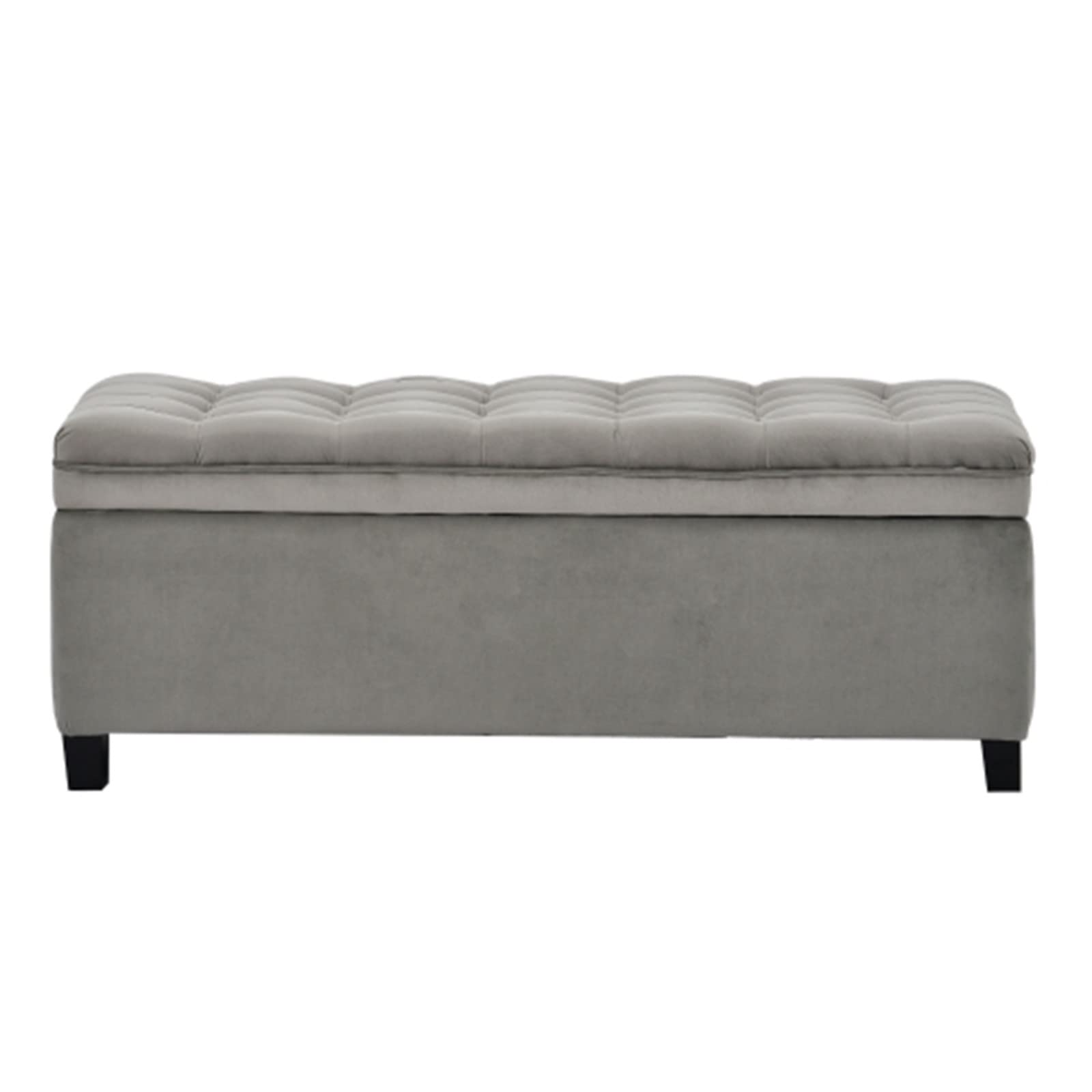 HEMOTONE U-Shaped Tufted Storage Ottoman with Flap - Polyester Upholstered Bench Seat for Bedroom & Living Room - Multi-Functional Corridor Storage Box (Gray)