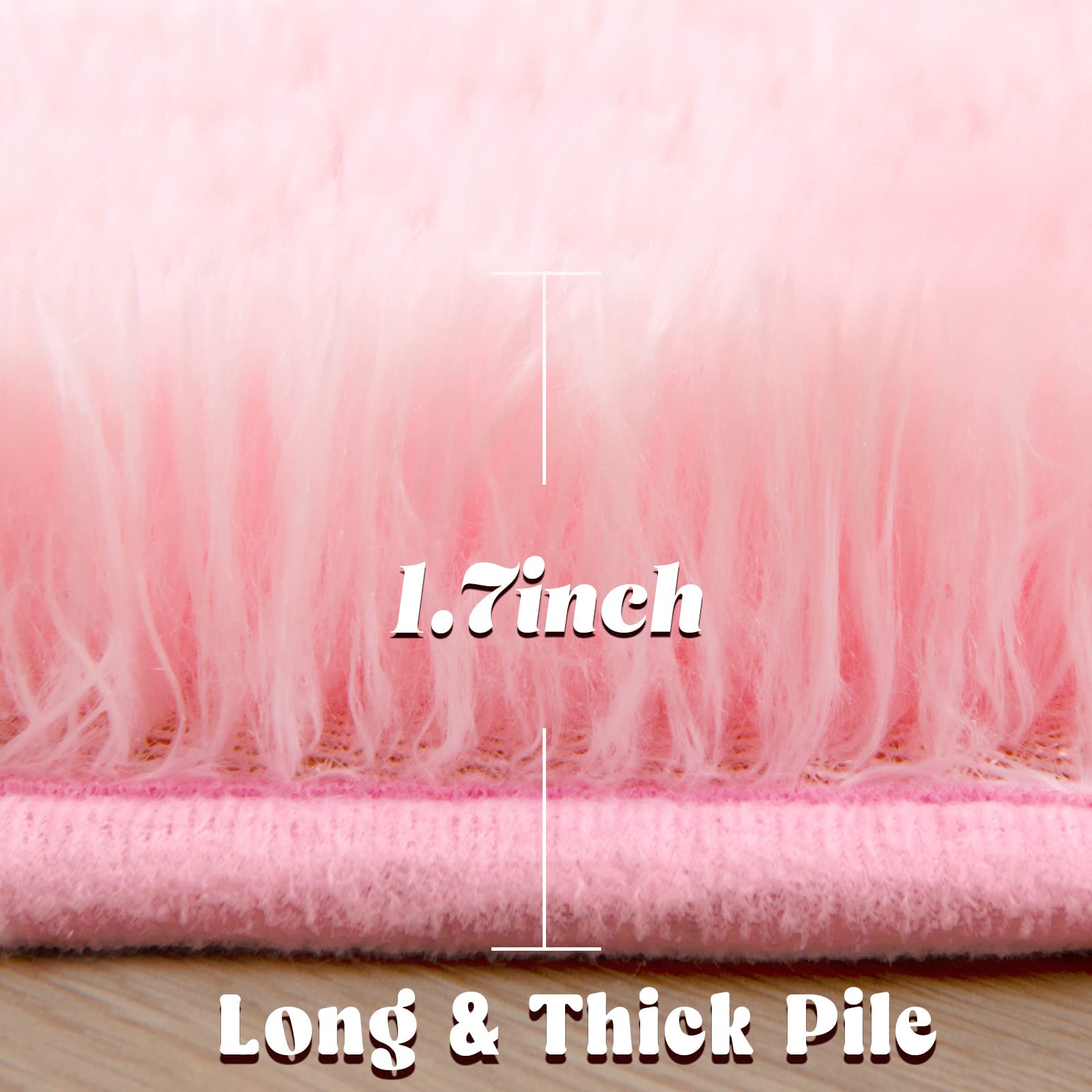 **Junovo Pink Round Fluffy Soft Area Rug 6x6 Feet - Plush Shaggy Carpet for Kids Girls Room, Princess Castle Nursery Rug, Cute Circle Carpet for Teens Bedroom & Home Decor - Perfect for Playrooms, Dorm Rooms & Cozy Spaces**