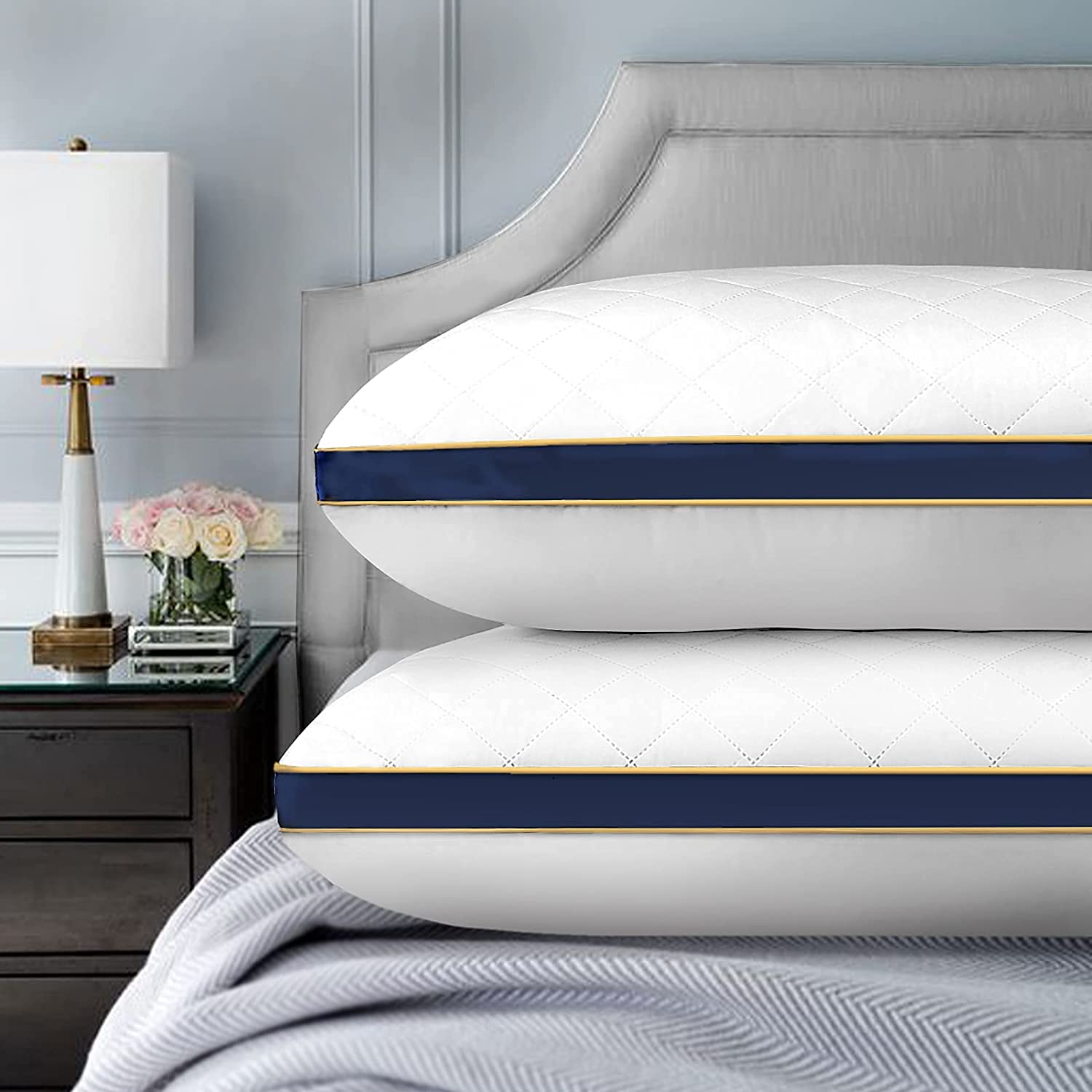 Feel&Sense Hypoallergenic Cooling Bed Pillows 2 Pack - Down Alternative Standard Size Pillows for Side, Stomach & Back Sleepers - Hotel Quality for Better Sleep - Perfect for Home, Travel & Guest Rooms