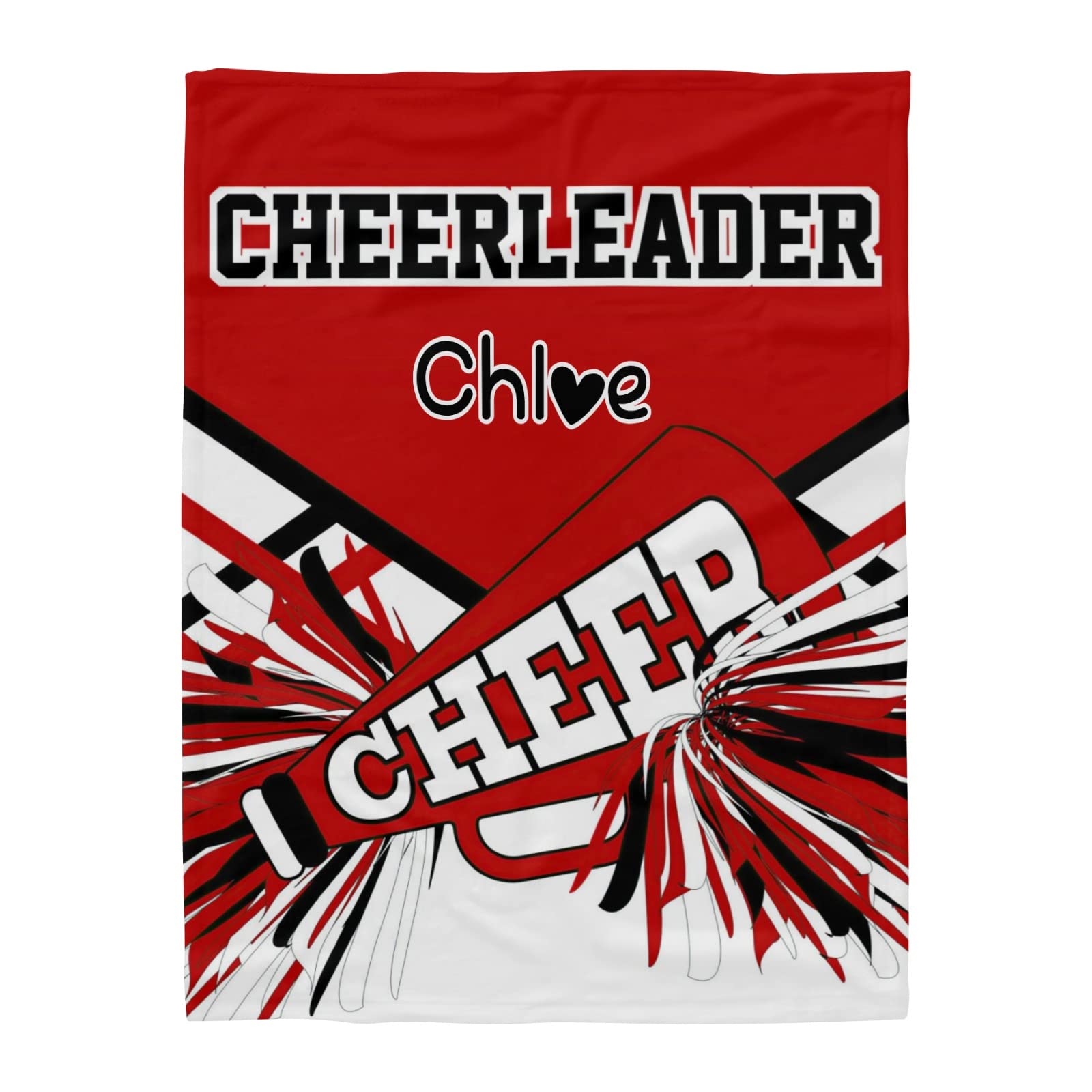 Custom Name Dancing Red Cheerleader Fleece Blanket - Personalized 50x60 Inch Soft Throw for Sofa, Bed, Dorm & Wedding Gifts - Perfect for Sports Fans, Game Day Decor & Cozy Home Use