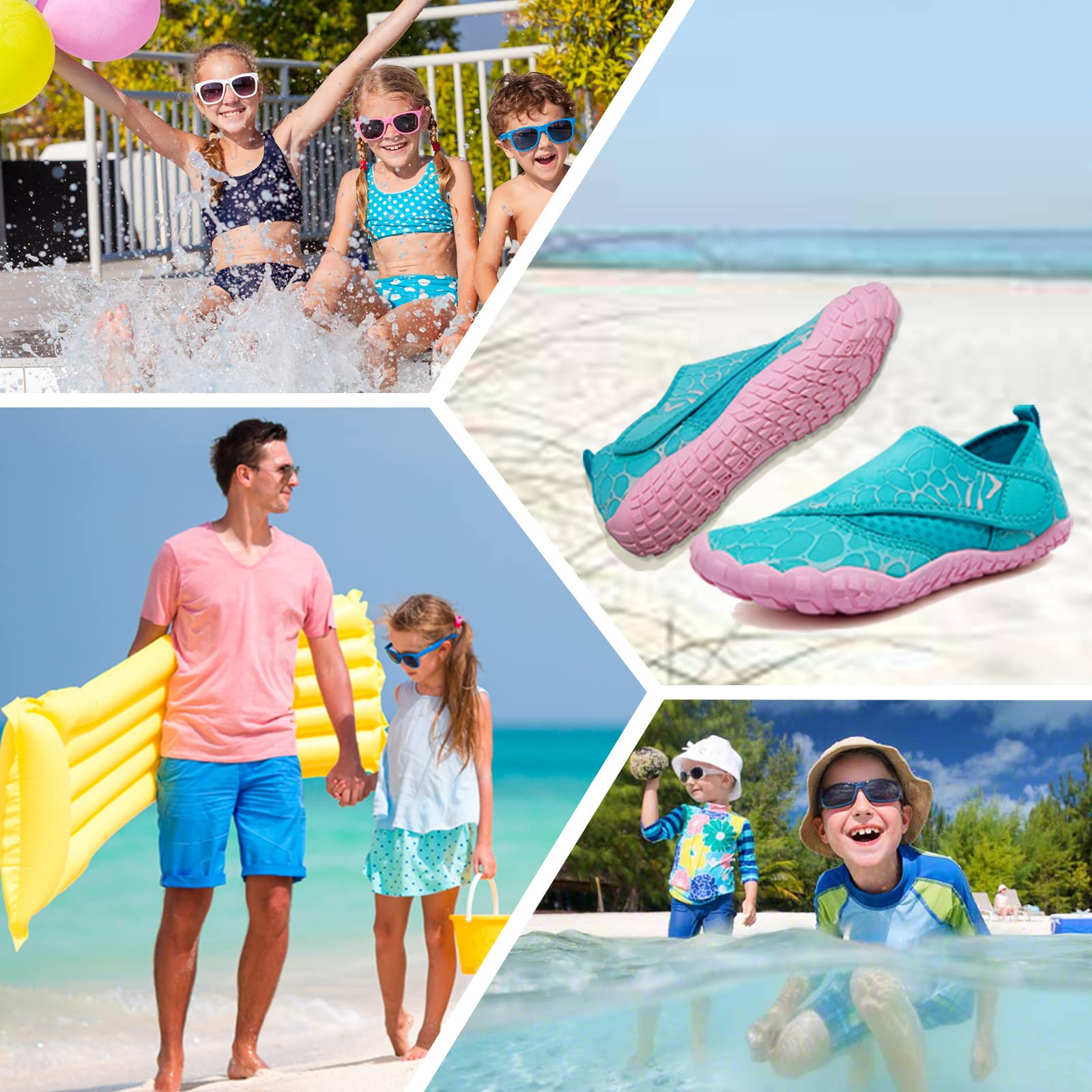 **Boys & Girls Water Shoes - Lightweight Comfortable Sole for Easy Walking, Athletic Slip-On Aqua Socks (Toddler/Little Kid/Big Kid) - Perfect for Beach, Pool, and Outdoor Activities**