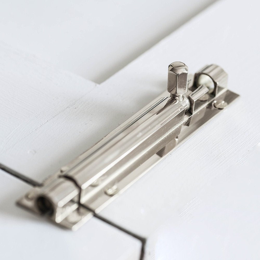 Polished Nickel Round Barrel Bolt - Heavy Duty Door Latch for Home & Office Security - Perfect for Interior & Exterior Doors, Cabinets, and Gates