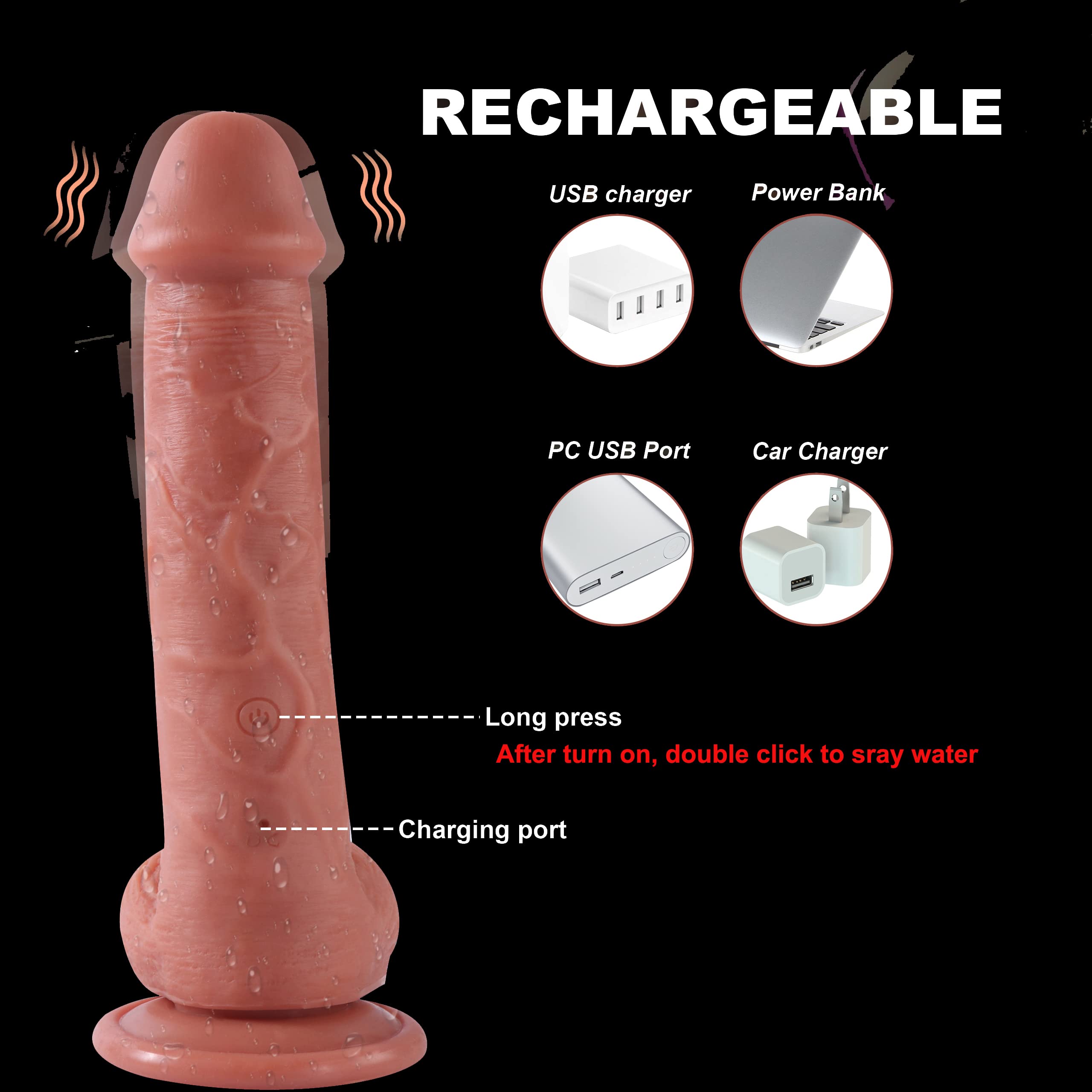 Realistic Ejaculating Dildo with 10 Vibrating Modes - 8.5 Inch Squirting Dildo & G-Spot Stimulator for Women | Electric Anal Plug Adult Sex Toy for Couples Play and Solo Pleasure