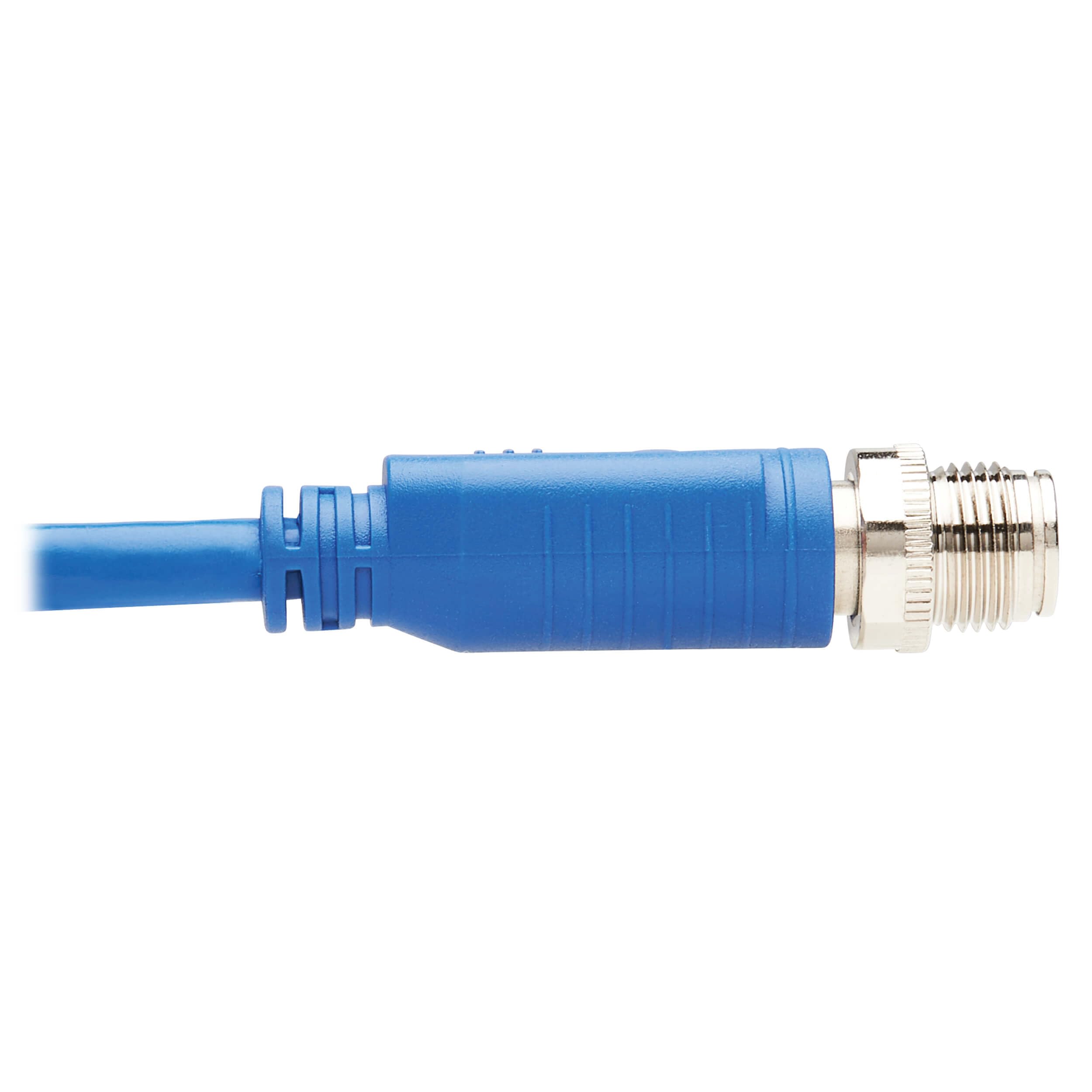 Tripp Lite M12 X-Code Right-Angle Cat6 Ethernet Cable (Male to Male) - 10M/32.8ft Blue - 1Gbps UTP, UL CMR-LP Certified, 60W PoE, Heavy-Duty IP68 Rated - Perfect for Industrial Networks, Outdoor Installations & Harsh Environments