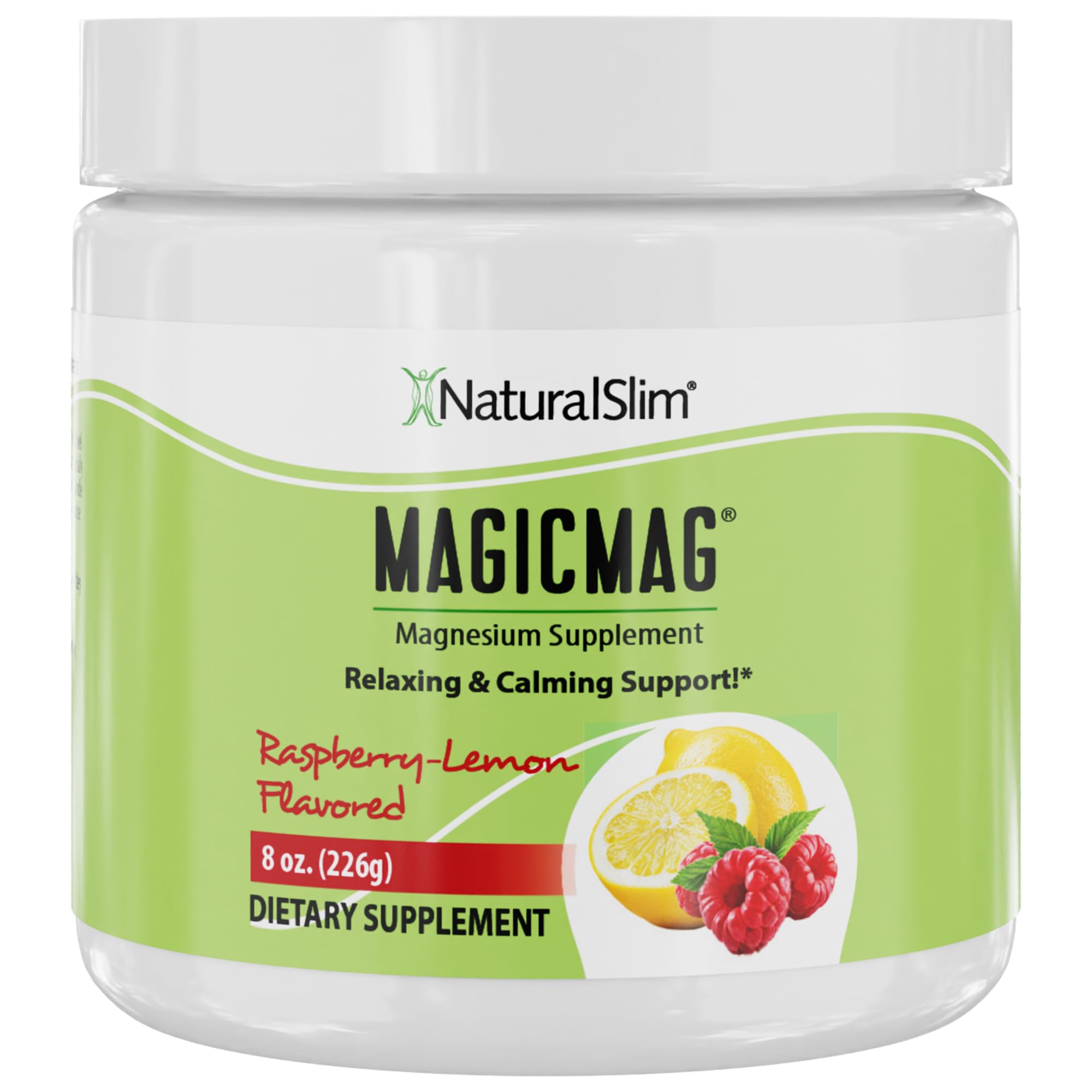 NaturalSlim Pure Magnesium Citrate Powder Supplement - Raspberry Lemon Flavor for Stress Relief, Constipation, Muscle & Heart Health | 8oz Drink Mix for Better Sleep & Relaxation | Ideal for Athletes, Busy Professionals & Nighttime Wellness Routines