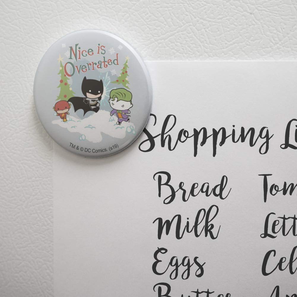 Batman Joker 'Nice is Overrated' Fridge Magnet - Funny Superhero Decorative Button Magnet for Kitchen, Office, Locker & Home Decor