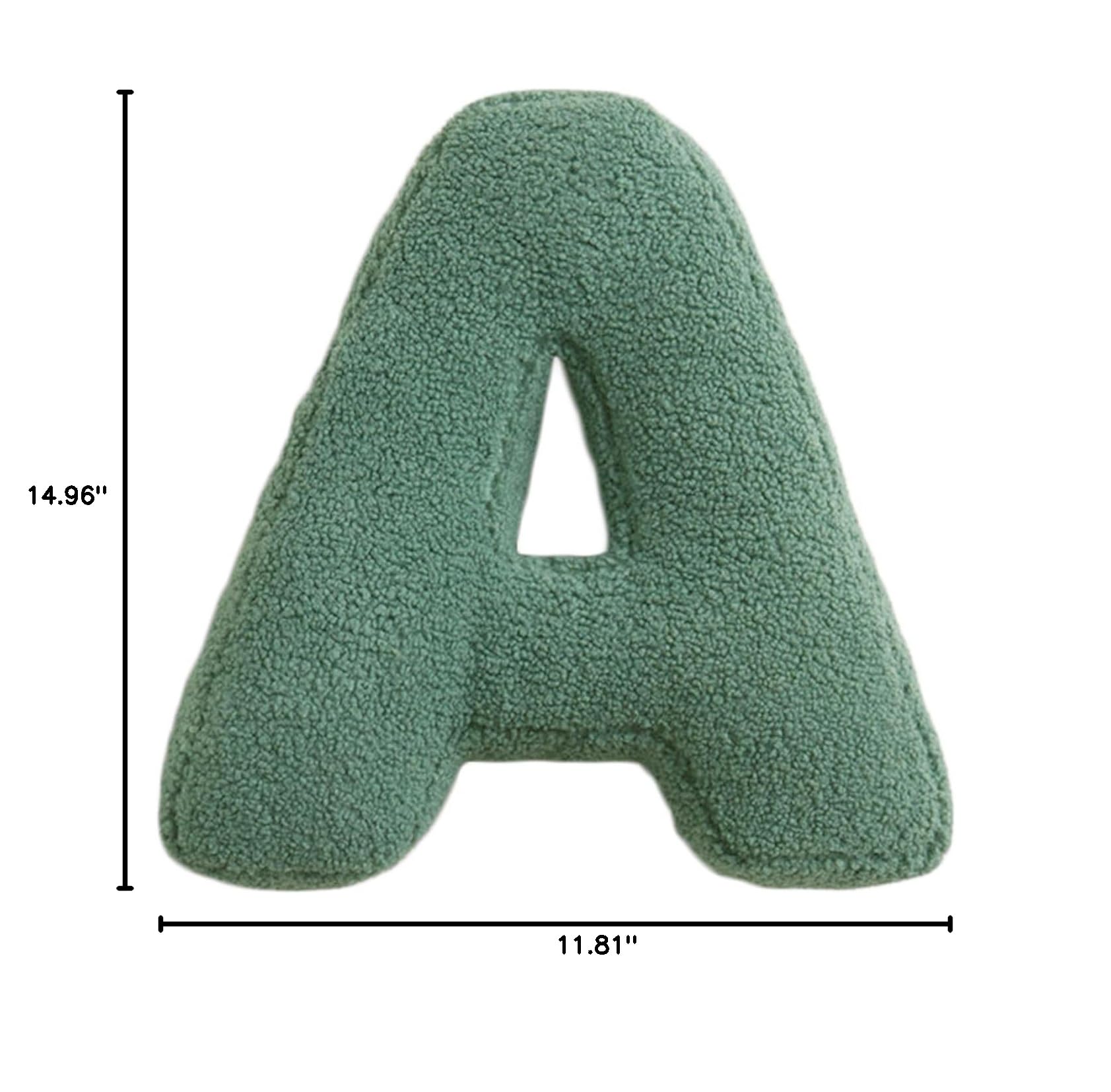 Sherpa Letter A Pillow - Soft Fleece Alphabet Throw for Kids Nursery & Playroom Decor - Green