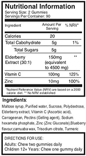 PureClinica Triple Strength Immune Support Elderberry Gummies with Vitamin C & Zinc - 180 Gummies (2 x 90 Count) | 6-Month Supply | Boosts Immunity & Antioxidant Support | Perfect for Cold Season, Travel & Daily Wellness