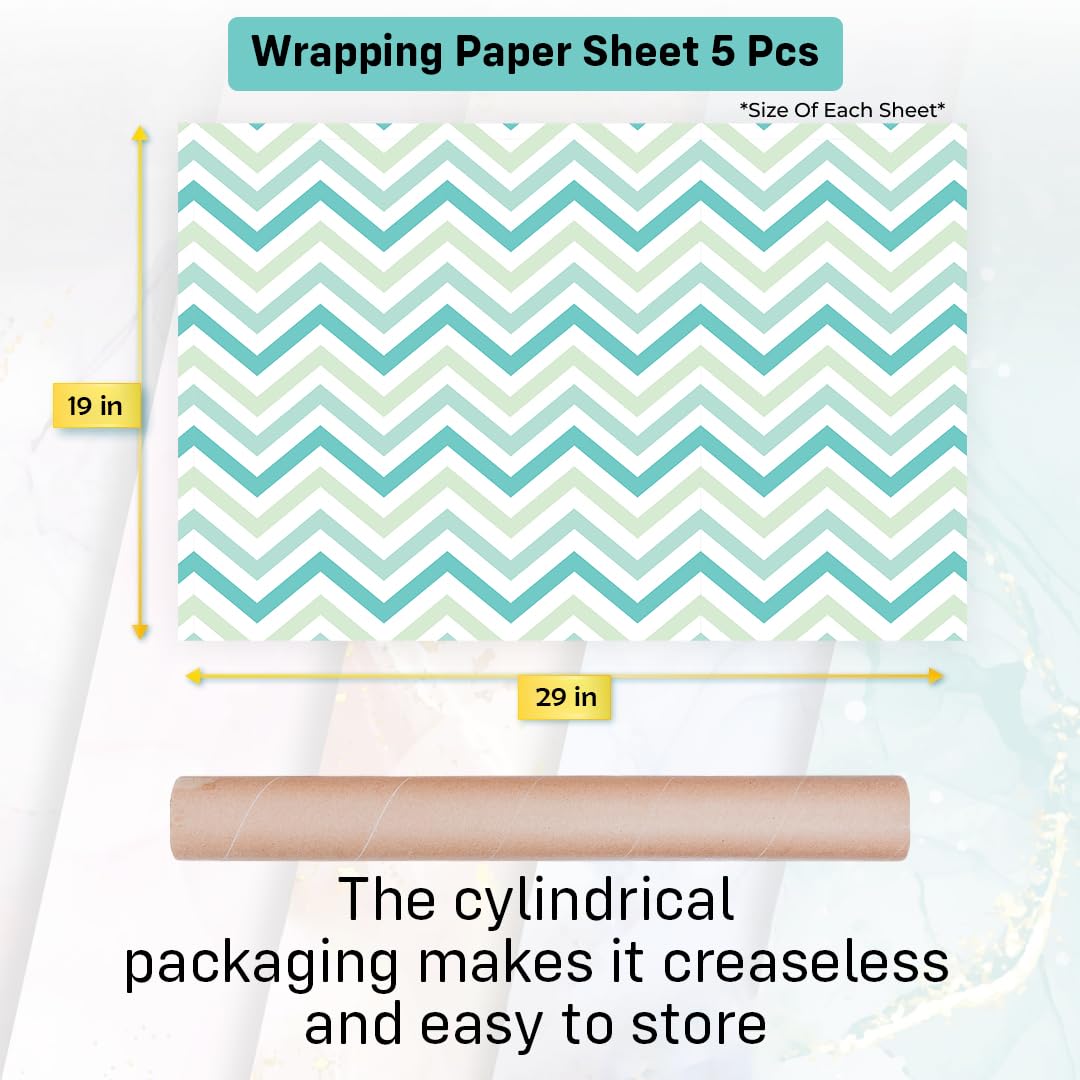 Party Propz Gift Wrapping Paper - 5Pcs Premium Wrapping Sheets for Birthdays, Christmas & Holidays | Elegant Gift Wrap Roll | Eco-Friendly Packing Paper for Presents | Perfect for DIY Crafts, Party Decorations & Special Occasions