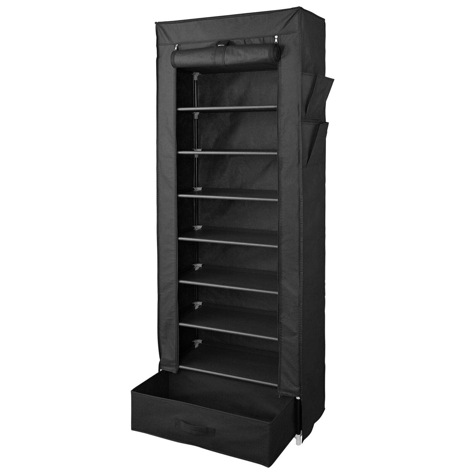 10-Tier Shoe Rack Organizer with Cover - Space Saving Shoe Storage Shelf for Closet, Entryway & Bedroom - Sturdy Shoe Shelf Organizer for Men, Women & Kids Shoes - Perfect for Small Spaces & Apartment Living