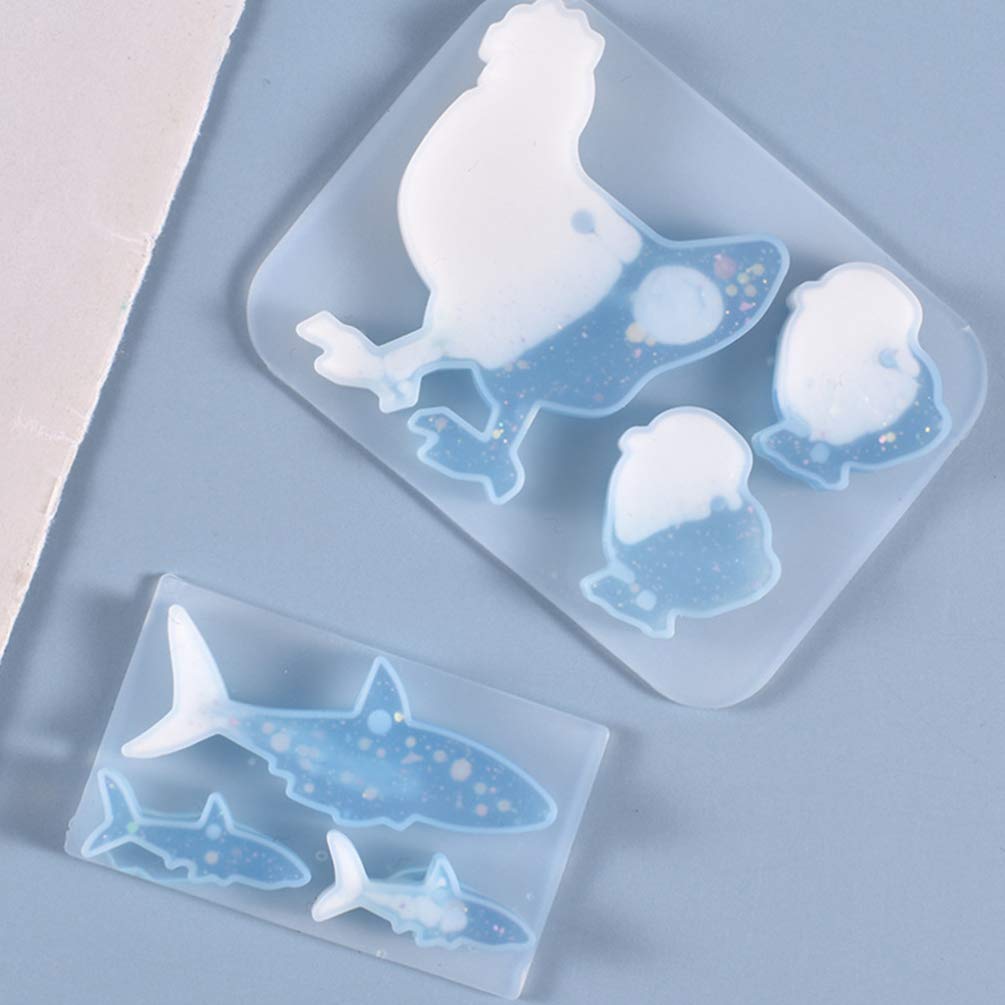 ARTIBETTER 2-Piece Silicone Jewelry Molds - Chicken & Fish Shaped Pendant Molds for DIY Epoxy Resin Casting, Handmade Charm & Tag Making - Perfect for Crafting Unique Resin Jewelry at Home