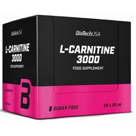 BioTechUSA L Carnitine 3000 Liquid Supplement - Lemon Flavor, 20 x 25ml Bottles for Energy Boost & Weight Management - Perfect for Workouts & Active Lifestyle