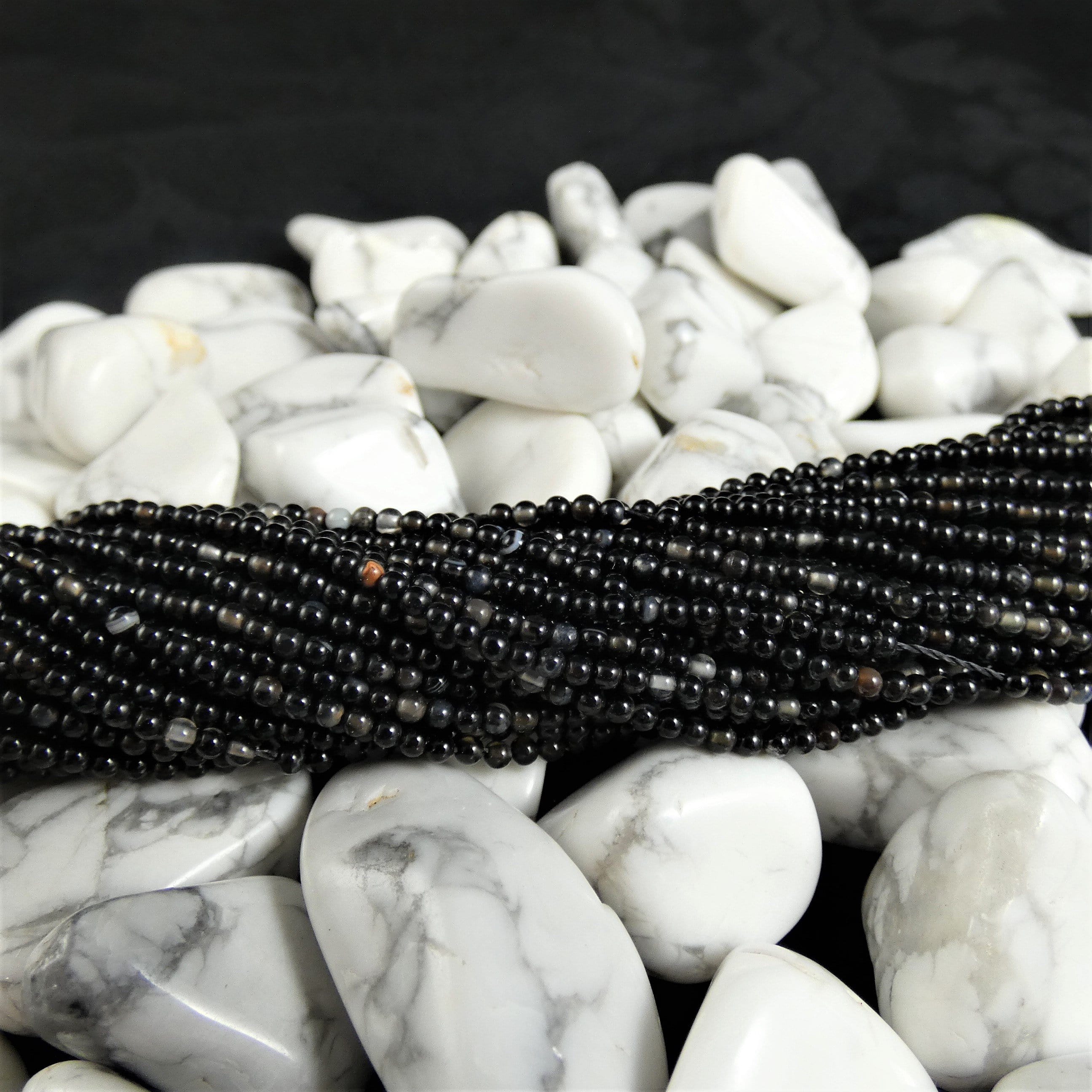 Premium Black Agate Beads Strand - 12mm Round Gemstone Beads for Jewelry Making, DIY Crafts, Meditation & Healing Bracelets (Natural Stone Beads for Necklaces, Bracelets, Earrings)