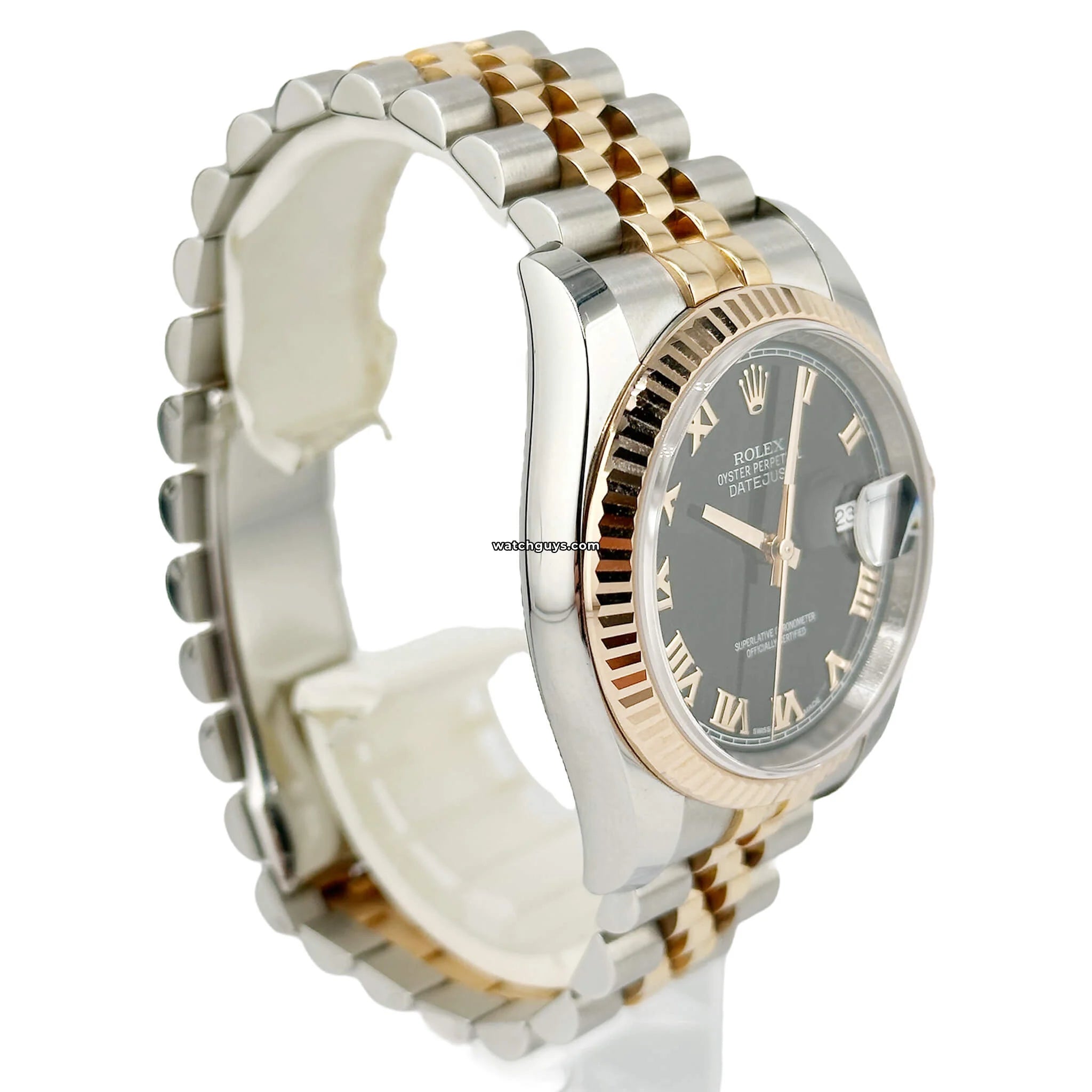 Rolex Datejust 116231 Men's Watch - Black Dial with Roman Numerals - Luxury Stainless Steel & 18K Gold Watch for Business, Formal & Special Occasions