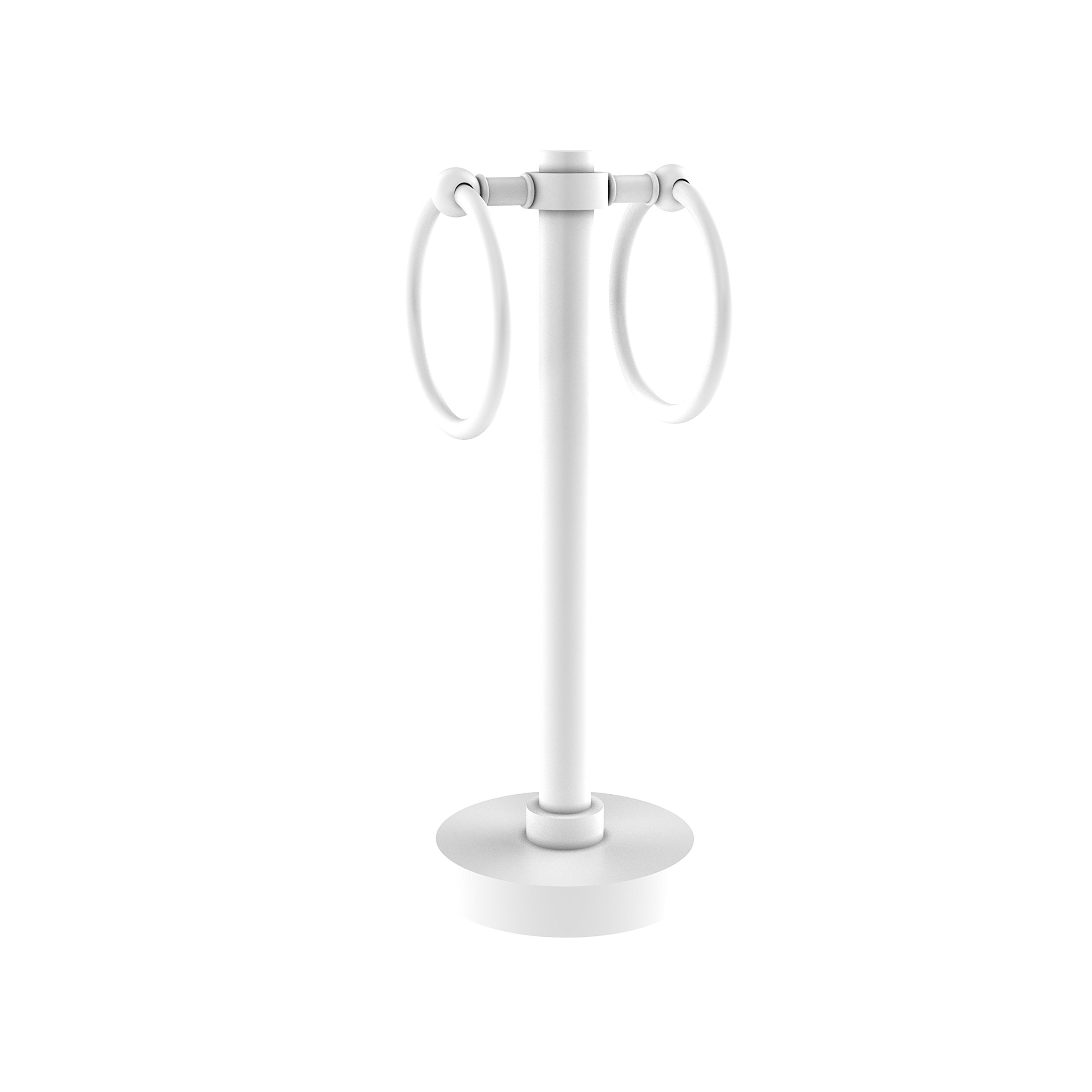 Allied Brass 953 Vanity Top 2 Ring Guest Towel Holder, Matte White - Bathroom & Powder Room Accessory for Hand Towels & Washcloths