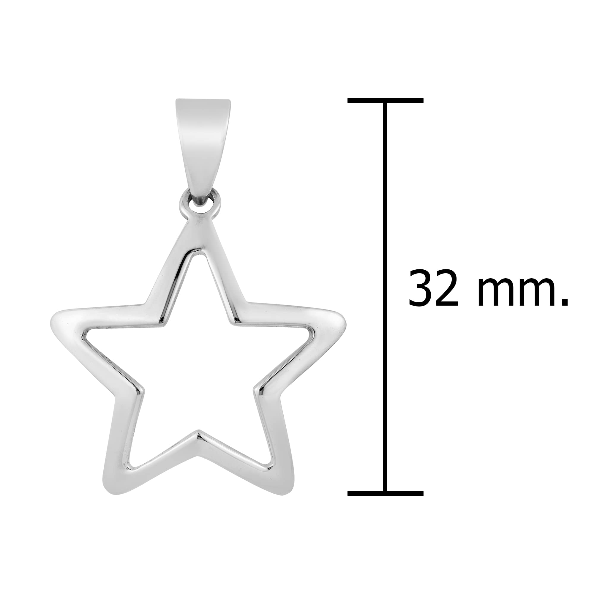 AeraVida 24mm Cute Star Cut-Out .925 Sterling Silver Pendant Necklace for Women | Minimalist Dainty Silver Charm Jewelry | Perfect for Everyday Wear, Gifts & Special Occasions