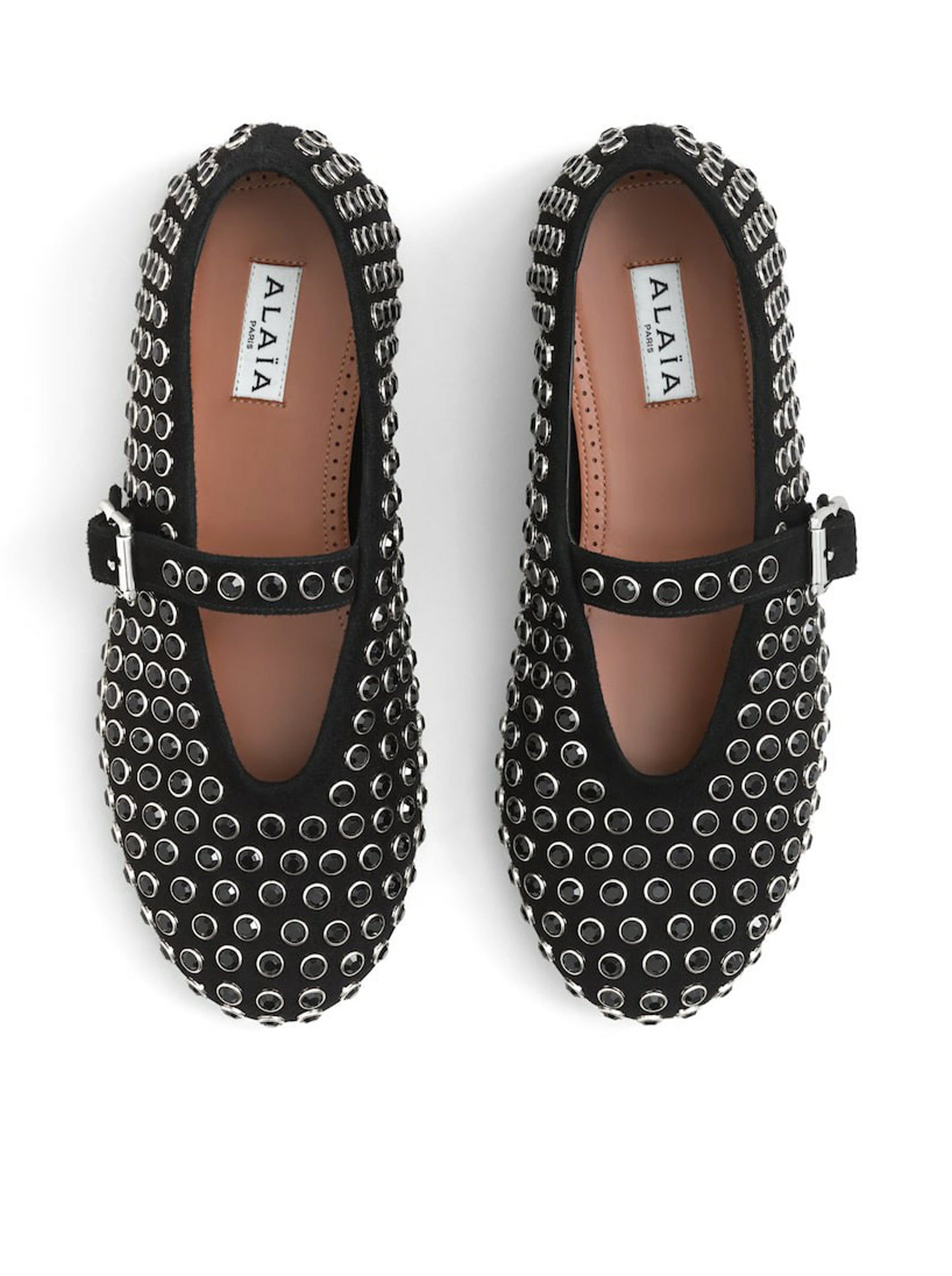 Elegant Flat Ballerinas in Soft Goatskin Suede with Rhinestone Accents - Perfect for Weddings, Parties & Office Wear