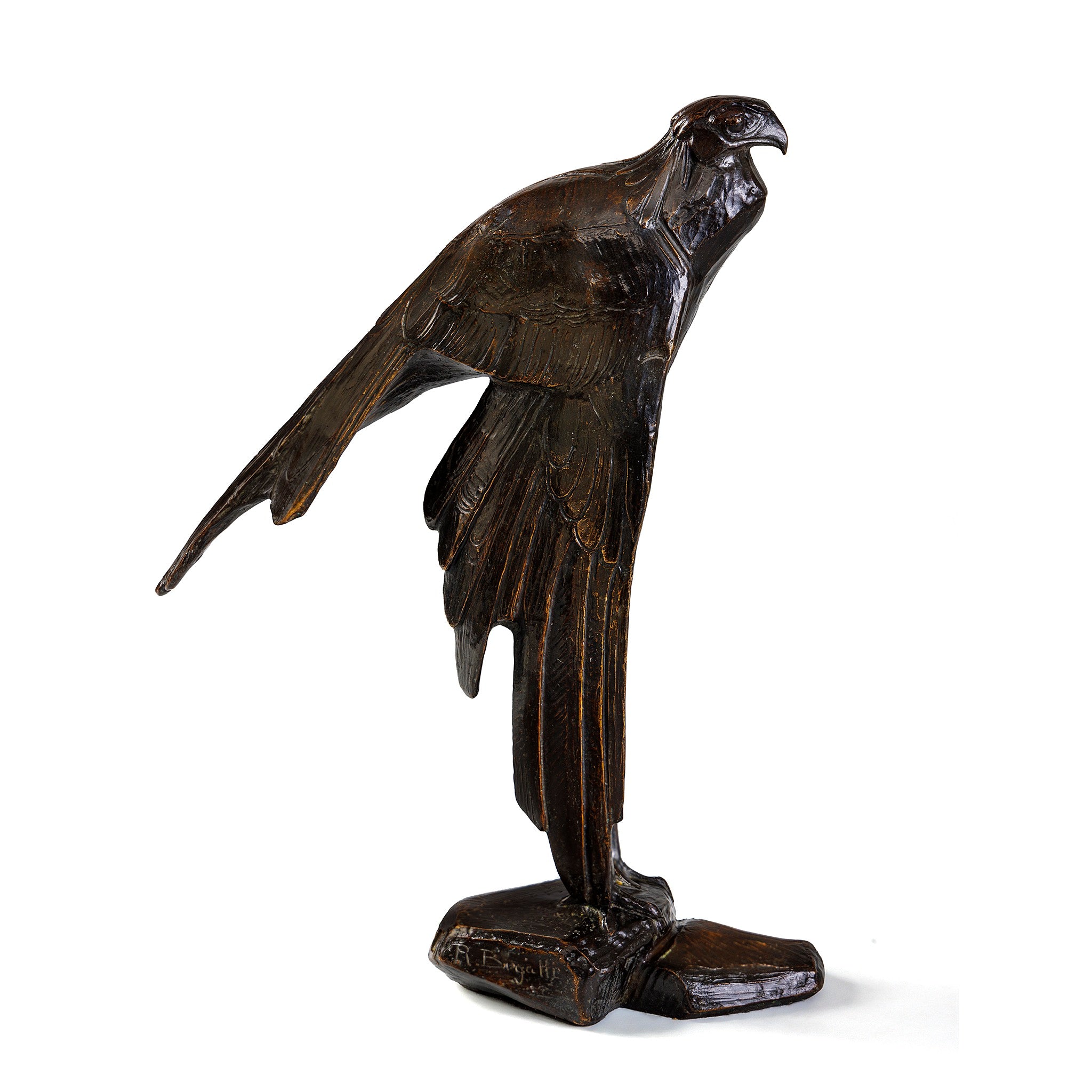 Rembrandt Bugatti Serpentaire Male Bronze Sculpture with Spread Wing - Elegant Home Decor, Office Art Piece, Luxury Gift for Collectors
