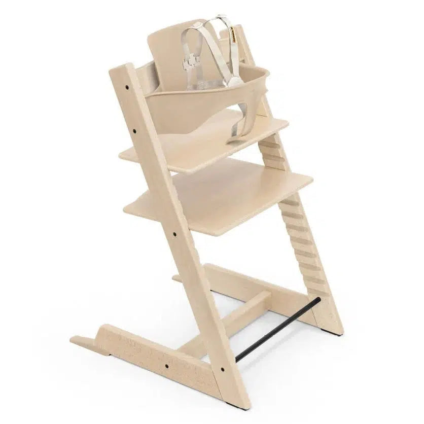 Stokke Tripp Trapp Baby High Chair Set - Natural Wood Adjustable Toddler Chair with Safety Harness | Perfect for Baby-Led Weaning, Family Dining & Playtime