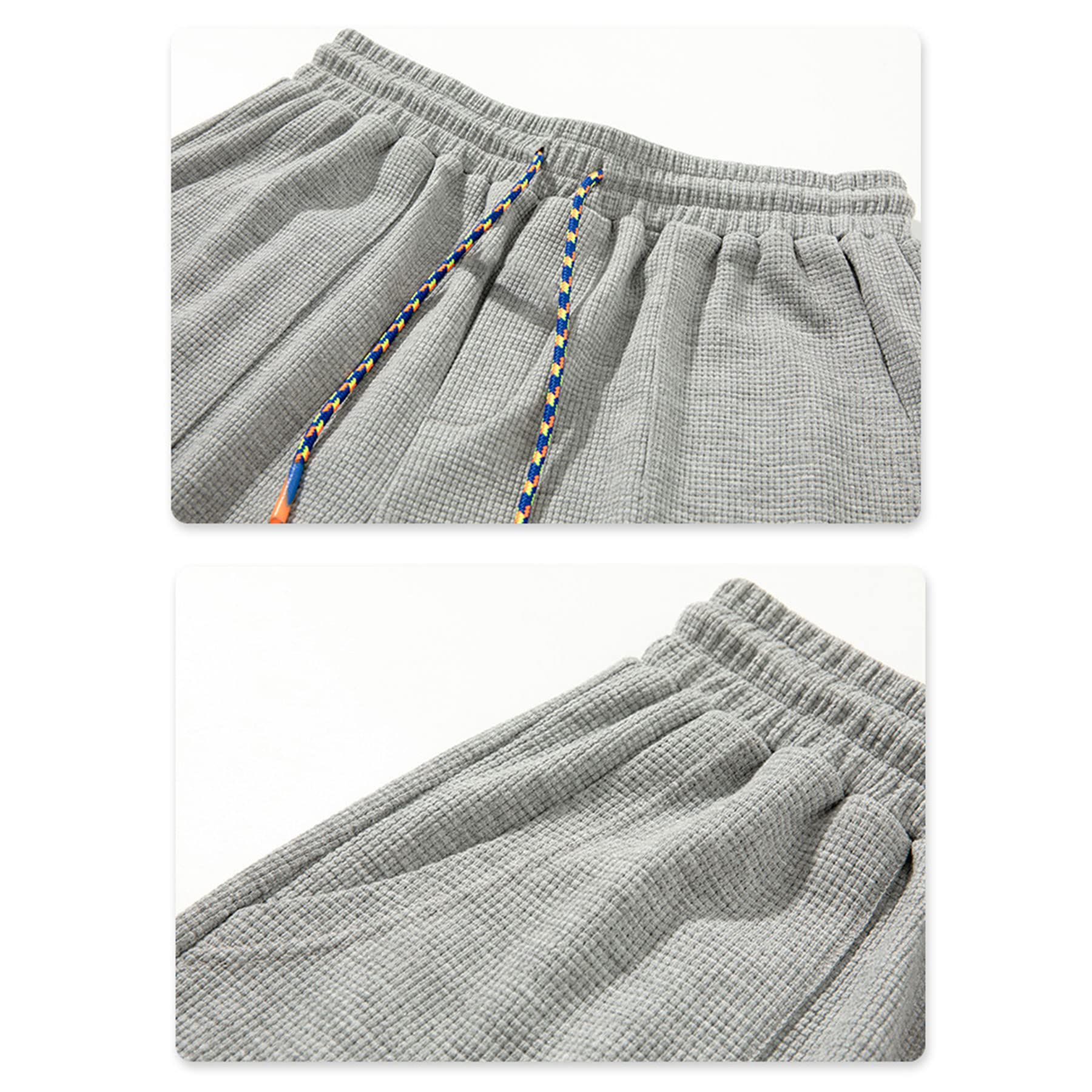 Men's Summer Waffle Shorts - Lightweight Casual Athletic Shorts with Drawstring Elastic Waistband & Pockets - Perfect for Gym, Running, Beach & Outdoor Activities