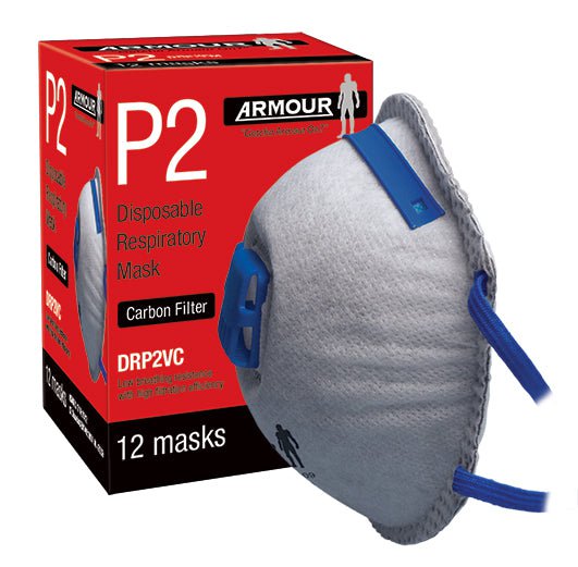 3M Armour Disposable P2 Respirator Mask with Charcoal Filter Valve - 1 Pack (10 Masks) for Construction, Woodworking & Pollution Protection