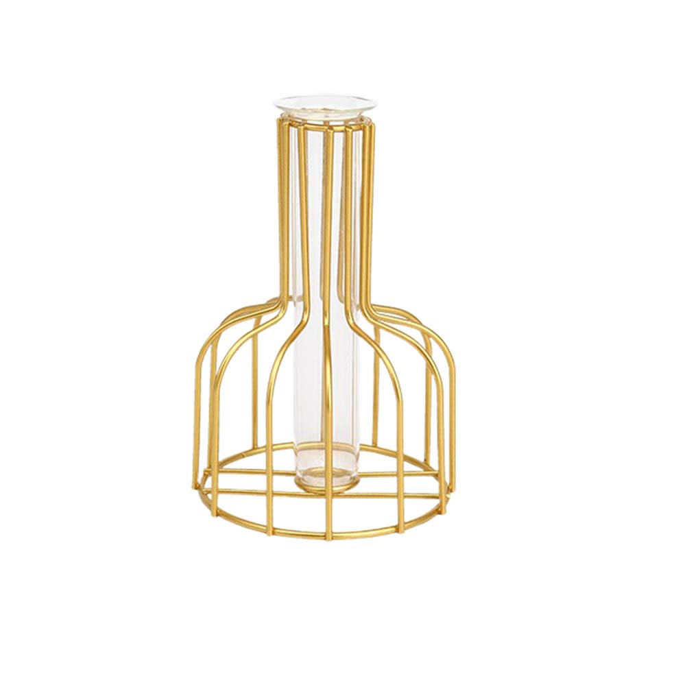 1pc Glass Tube Planter Bulb - Mini Desktop Terrarium Vase for Succulents, Air Plants & Flowers | Elegant Iron Base Home & Office Decor, Perfect Dining Table Centerpiece, Birthday Gift Idea