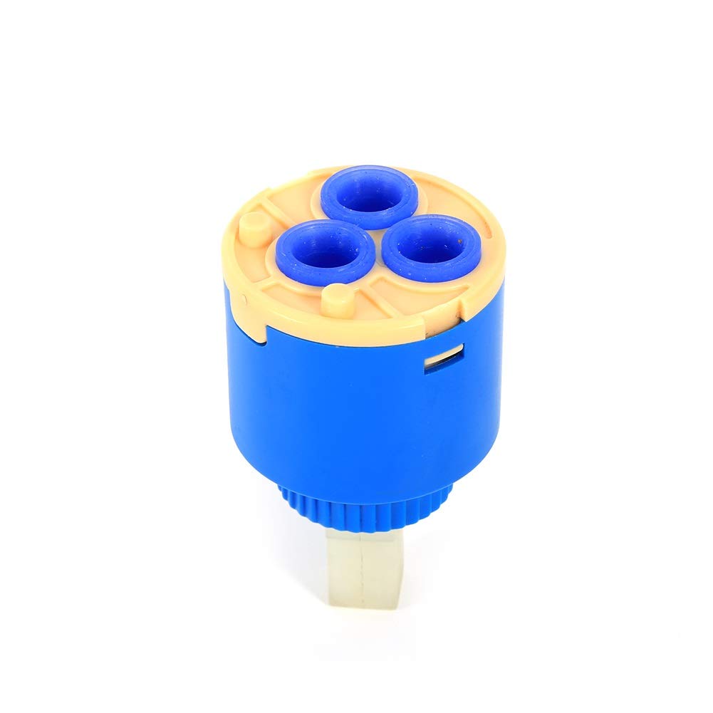 Hazmemejor 35mm Ceramic Disc Cartridge Replacement - Water Mixer Tap Faucet Valve for Kitchen & Bathroom Sink Repair (Blue PP Plastic) - Perfect for Leaky Faucet Fixes and Plumbing Maintenance