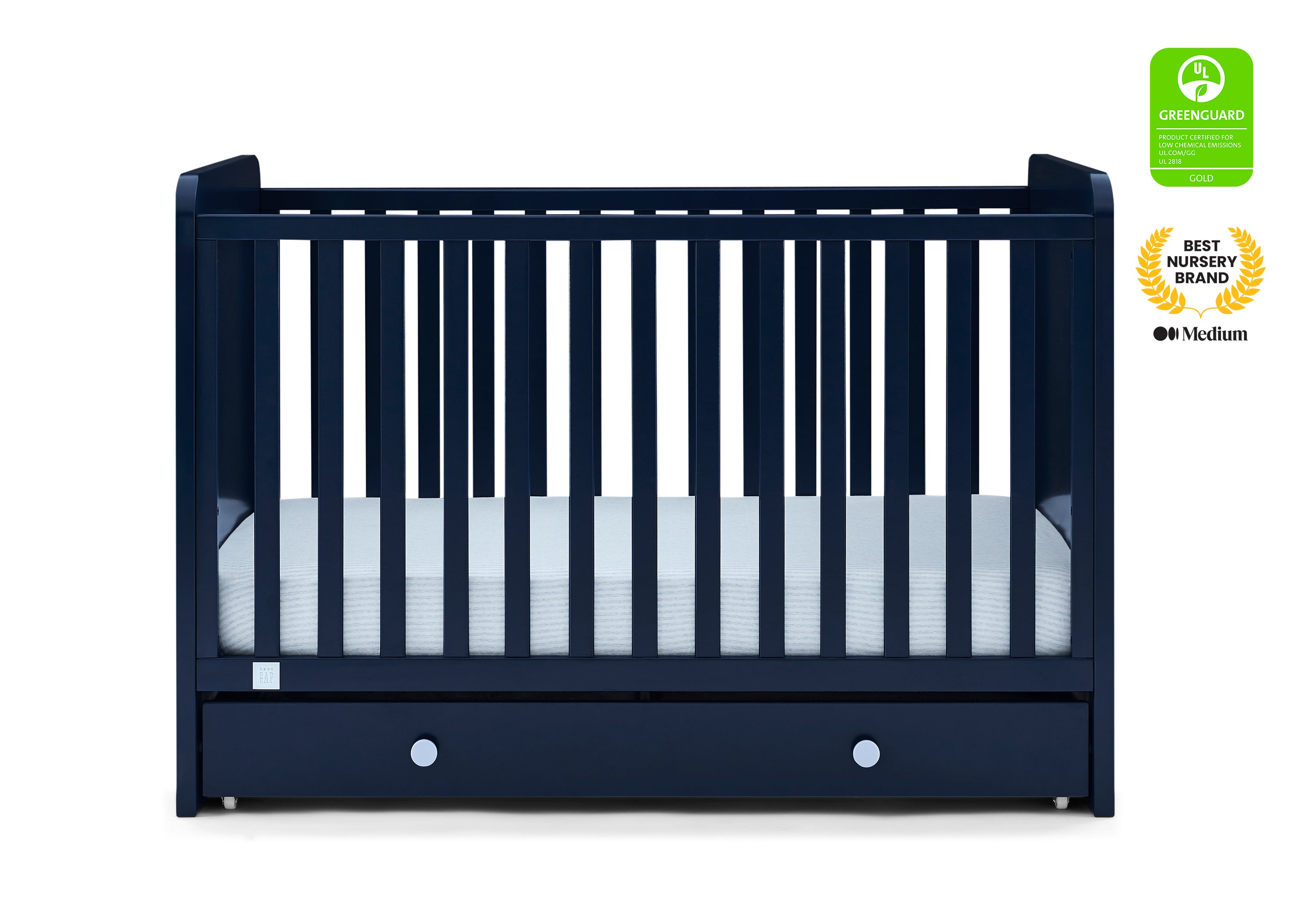 BabyGap Graham 4-in-1 Convertible Crib with Storage Drawer - Nursery Furniture for Newborns to Toddlers - Perfect for Small Spaces & Modern Nurseries