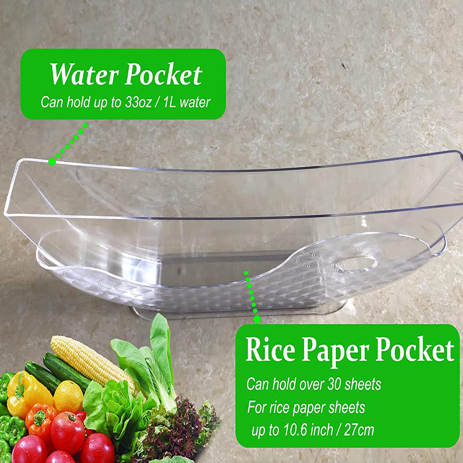 Vietnamese Rice Paper Water Bowl & Dipper Set - 2 Pack for Spring Rolls, Rice Rolls & Shrimp Wraps | Perfect for Asian Cooking, Party Appetizers & Healthy Snacks