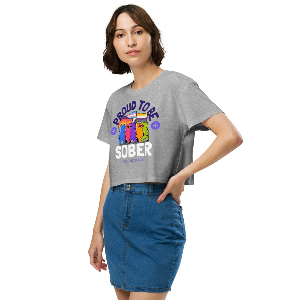 Proud to Be Sober Women's Crop Top - Rainbow Resilience Collection | Motivational Recovery Apparel for AA Meetings & Sober Living