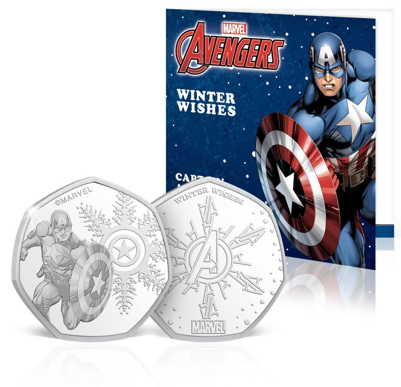 Marvel Captain America Winter Wishes Collectible Coin in Blister Pack - Perfect for Superhero Fans, Gift Giving & Comic Book Collections
