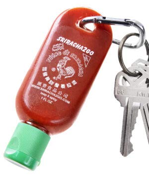 2 Pack Mini Sriracha Keychain Bottle - Portable Hot Sauce Holder for Travel, Camping & Daily Use - Spicy Condiment Accessory for Backpacks, Keys & Outdoor Adventures