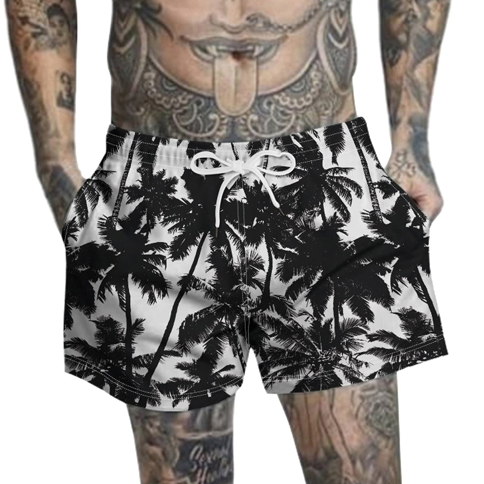 **Men's Casual Printed Drawstring Shorts - Comfortable Beach & Work Trousers for Outdoor Activities, Swimming, and Relaxation**