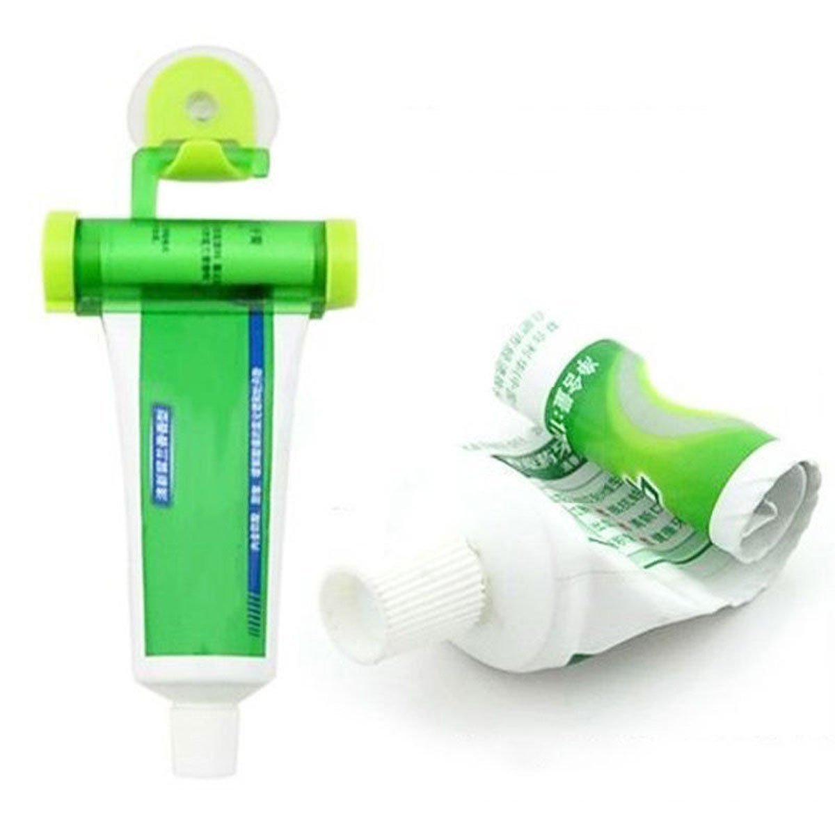 Edtoy Plastic Rolling Toothpaste Squeezer Dispenser with Sucker Hanger - Space Saving Bathroom Organizer for Toothpaste Tubes (Green) - Perfect for Home, Travel & Camping Use