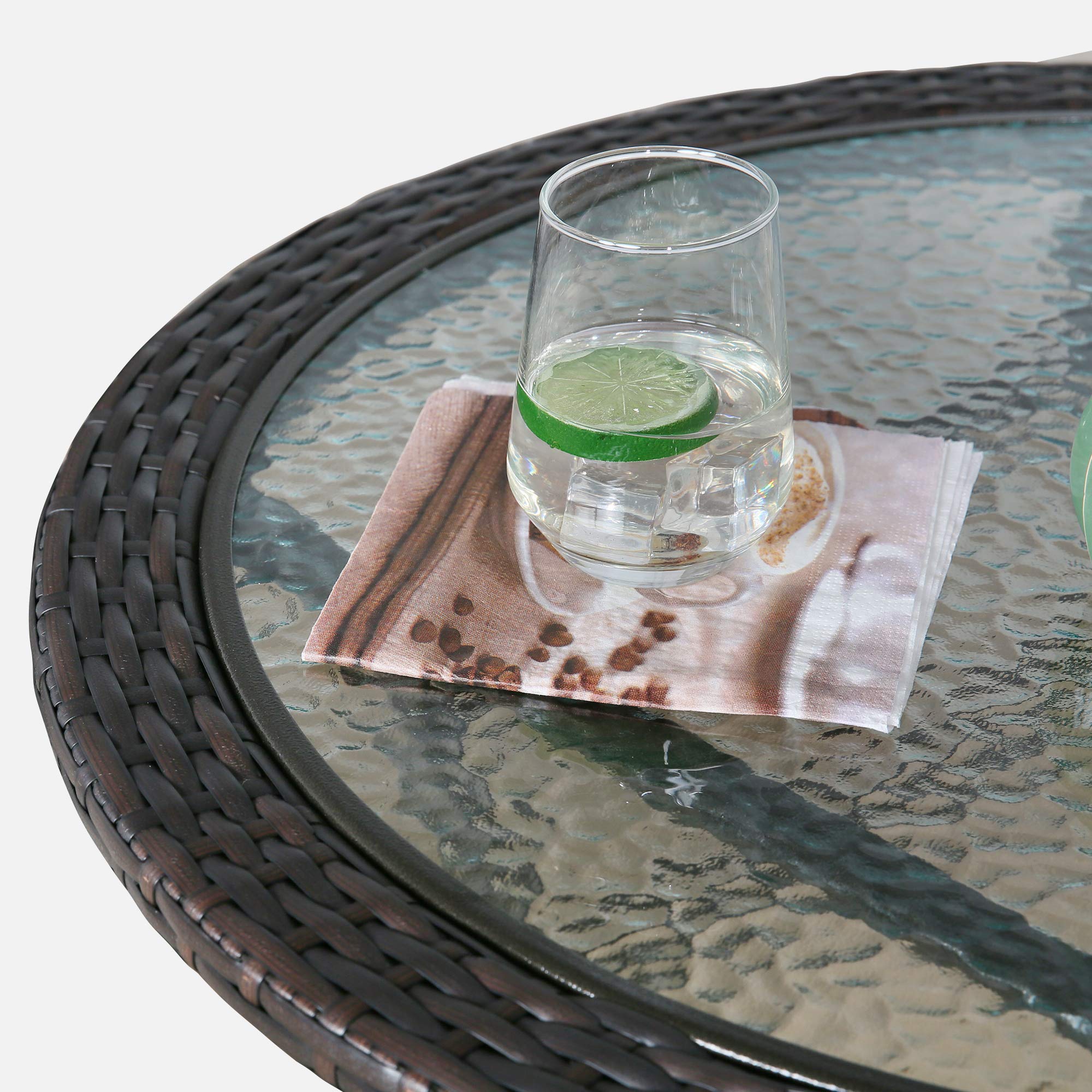 3-Piece Outdoor Bistro Set - All-Weather Patio Furniture with 2 Rattan Folding Chairs & Tempered Glass Table - Perfect for Garden, Balcony, Poolside & Backyard Relaxation