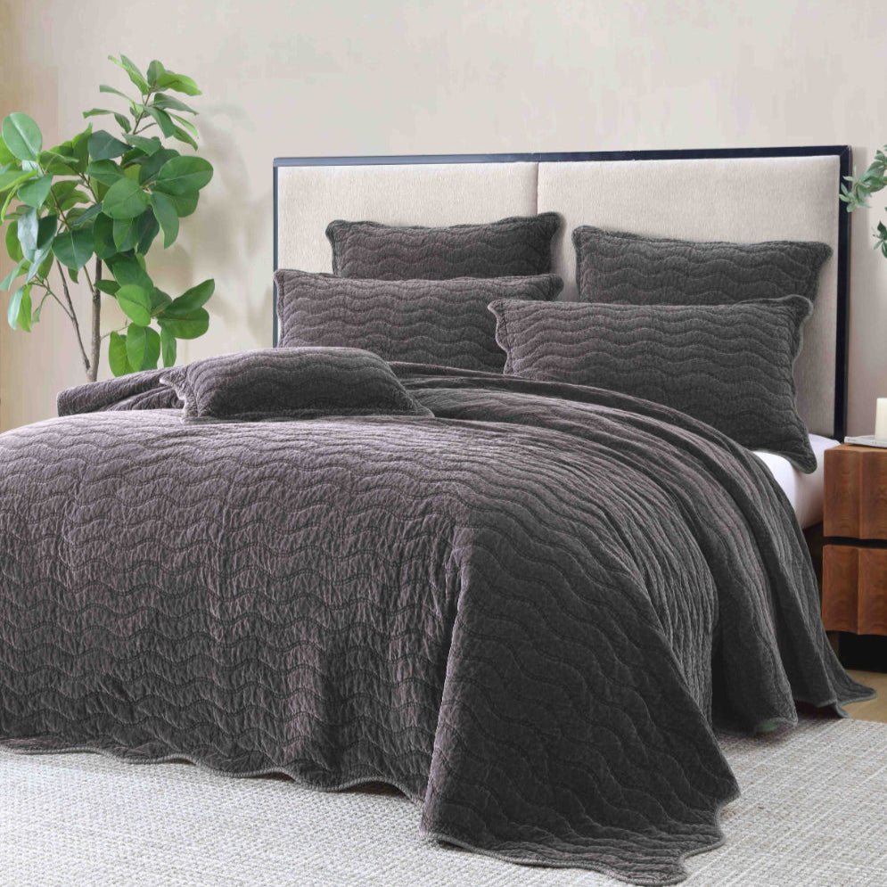 Private Collection Indiana Charcoal Coverlet - Soft & Stylish Bedspread for Cozy Bedroom Decor - Perfect for Guest Rooms, Master Bedrooms & Dorm Essentials