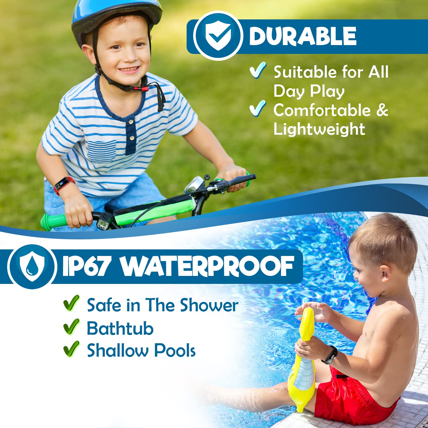 Inspiratek Kids Fitness Tracker for Ages 5-16 - Waterproof Activity Watch with Heart Rate & Sleep Monitor - Perfect for Sports & Outdoor Play