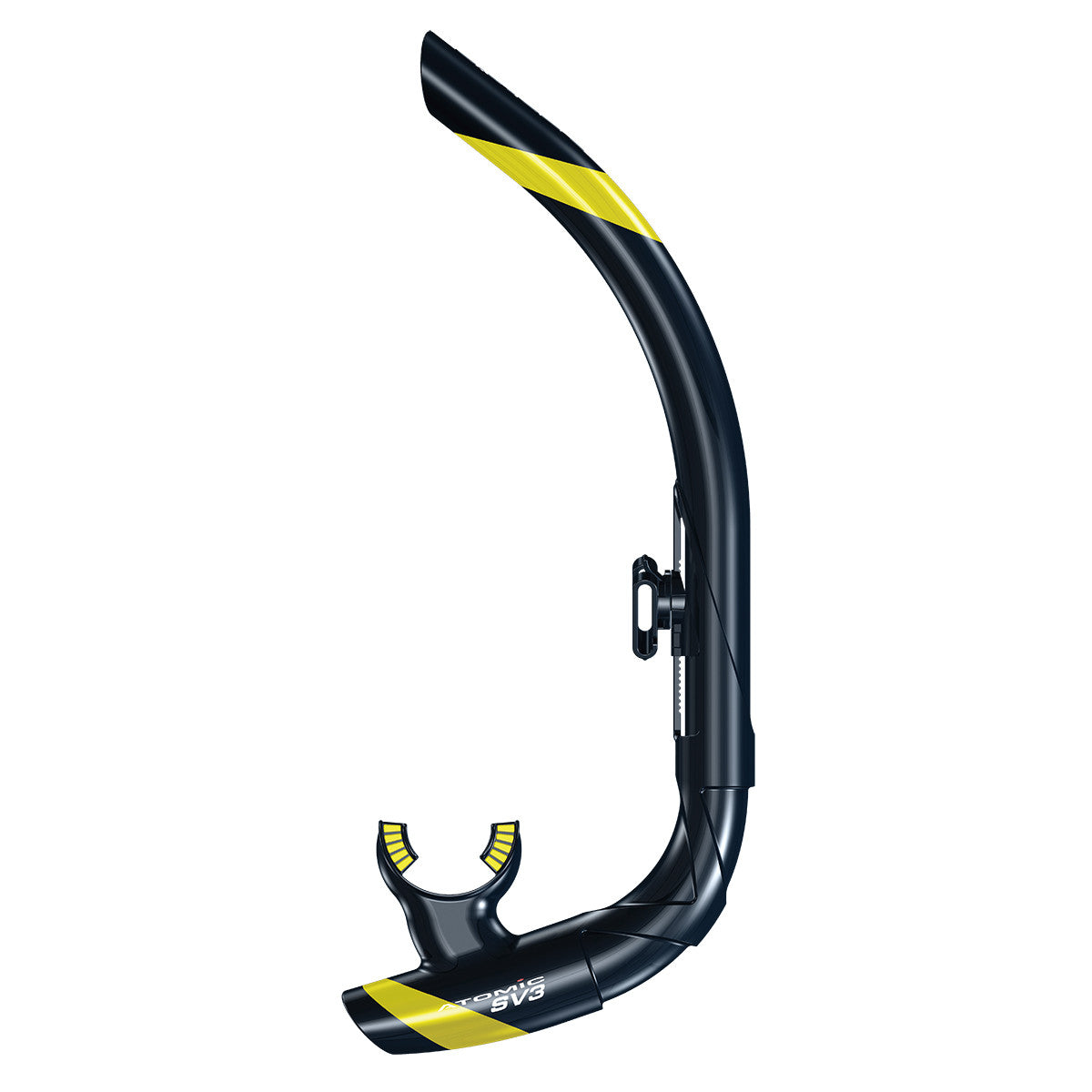 Atomic Aquatics SV1 Contour Snorkel - Black/Yellow Snorkeling Gear for Scuba Diving, Swimming & Underwater Exploration