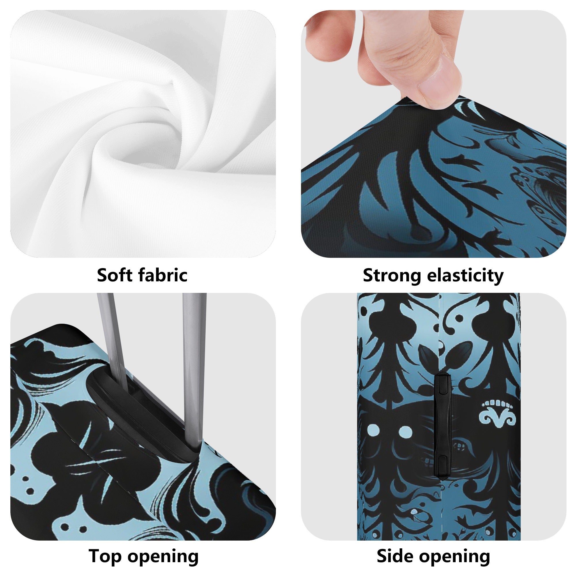 Stylish Gothic Blue Polyester Luggage Cover - Waterproof Travel Suitcase Protector for Airlines, Perfect for Vacation & Business Trips