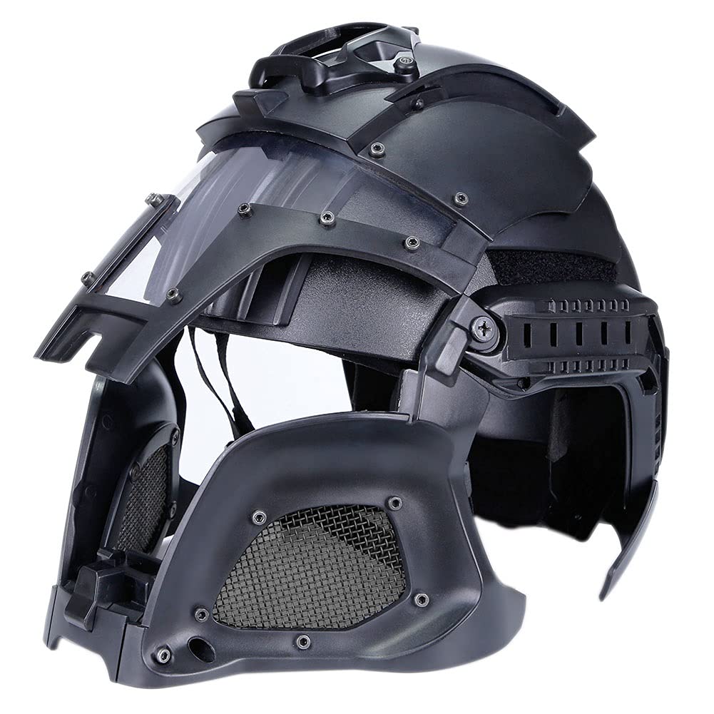 Tactical Full Face Airsoft Helmet - Steel Mesh Paintball Mask for Wargame, CS Games & Cosplay | Military Simulation & Outdoor Sports Protection Gear