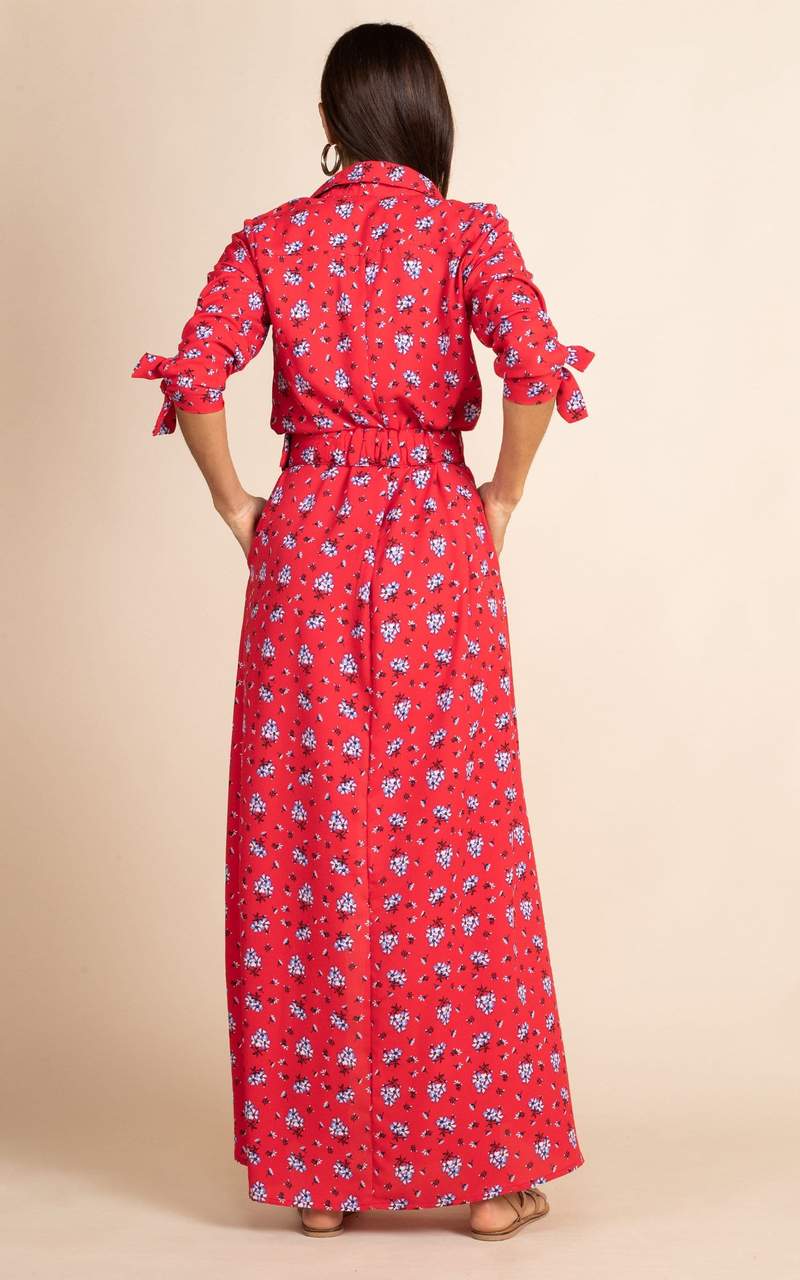 Dove Dress | Dancing Leopard Print Red Daisy Floral Maxi Dress for Women - Perfect for Parties, Weddings & Summer Vacations