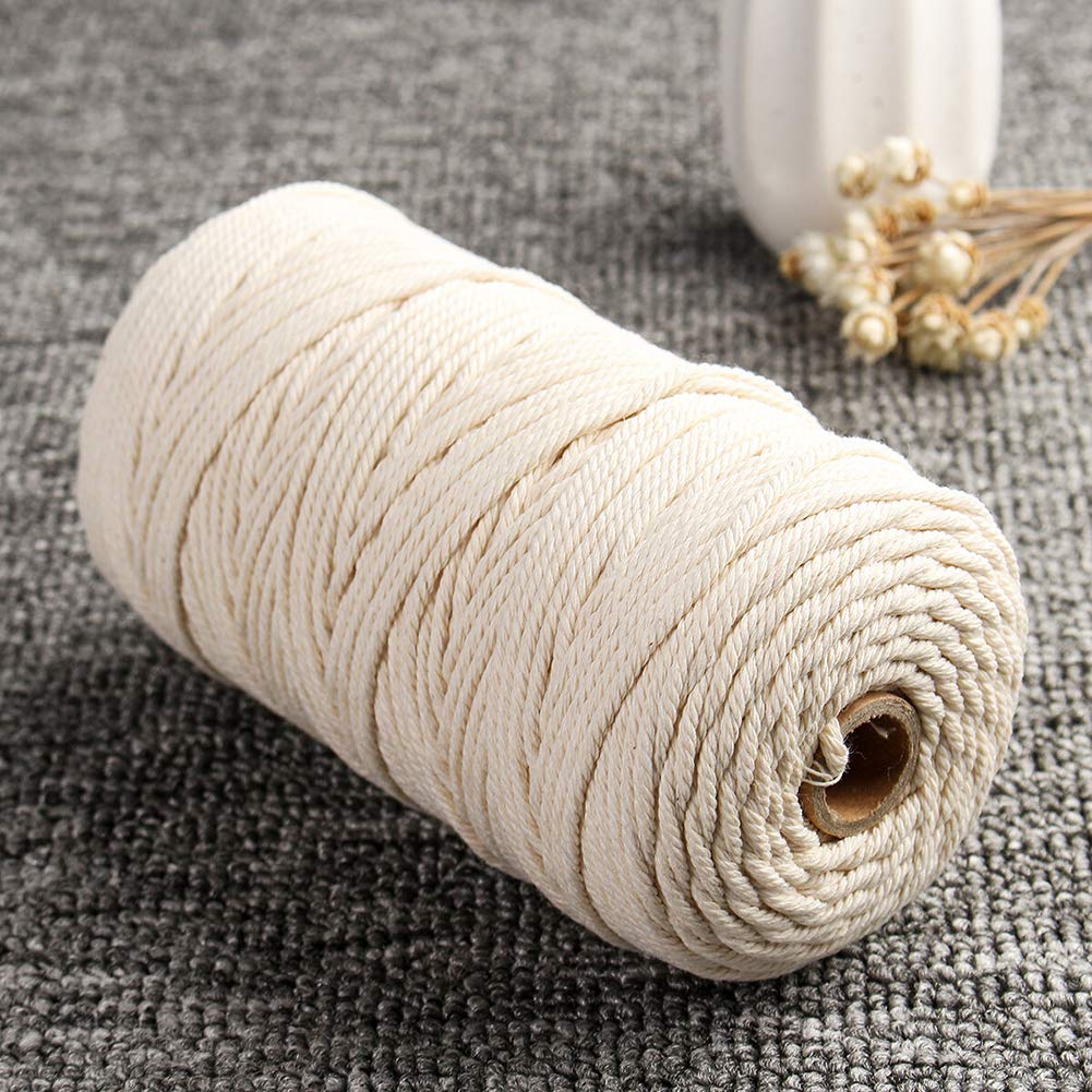 4 Ply Twisted Macrame Cotton Cord - Natural DIY Macrame Yarn for Plant Hangers, Wall Hangings & Home Decor (4mm x 109 Yards, Deep Blue) | Perfect for Boho Crafts, Gift Wrapping & Jewelry Making