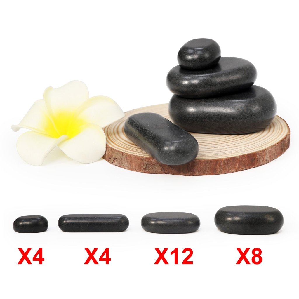 28-Piece Essential Hot Stone Massage Set - Professional & Home Spa Therapy Kit with Natural Basalt Rocks for Relaxation, Pain Relief & Healing | Perfect for Massage Therapists, Couples & Self-Care