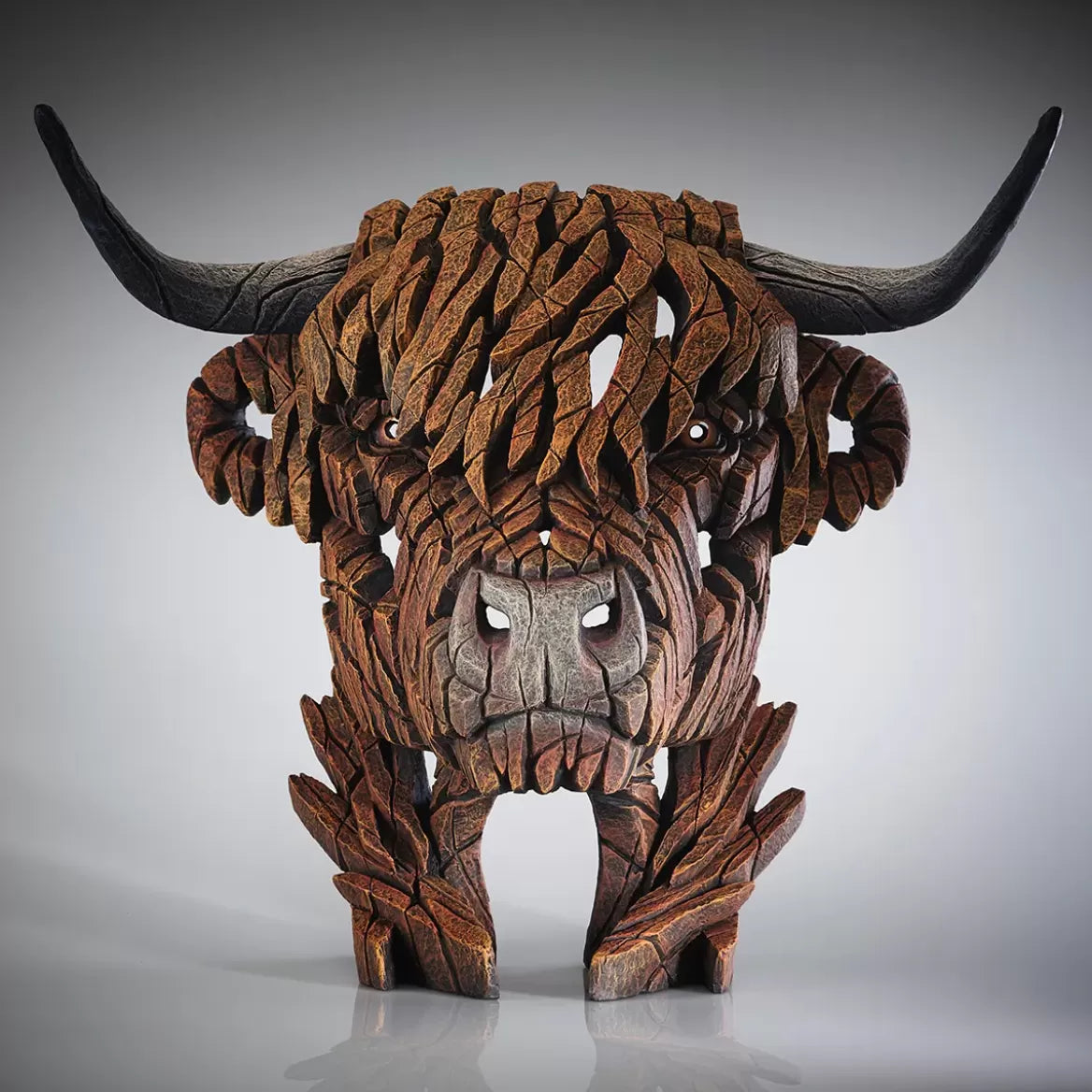 Highland Cow Bust Sculpture - Handmade Edge Art for Home & Office Decor - Perfect for Farmhouse, Rustic, and Western Themed Spaces