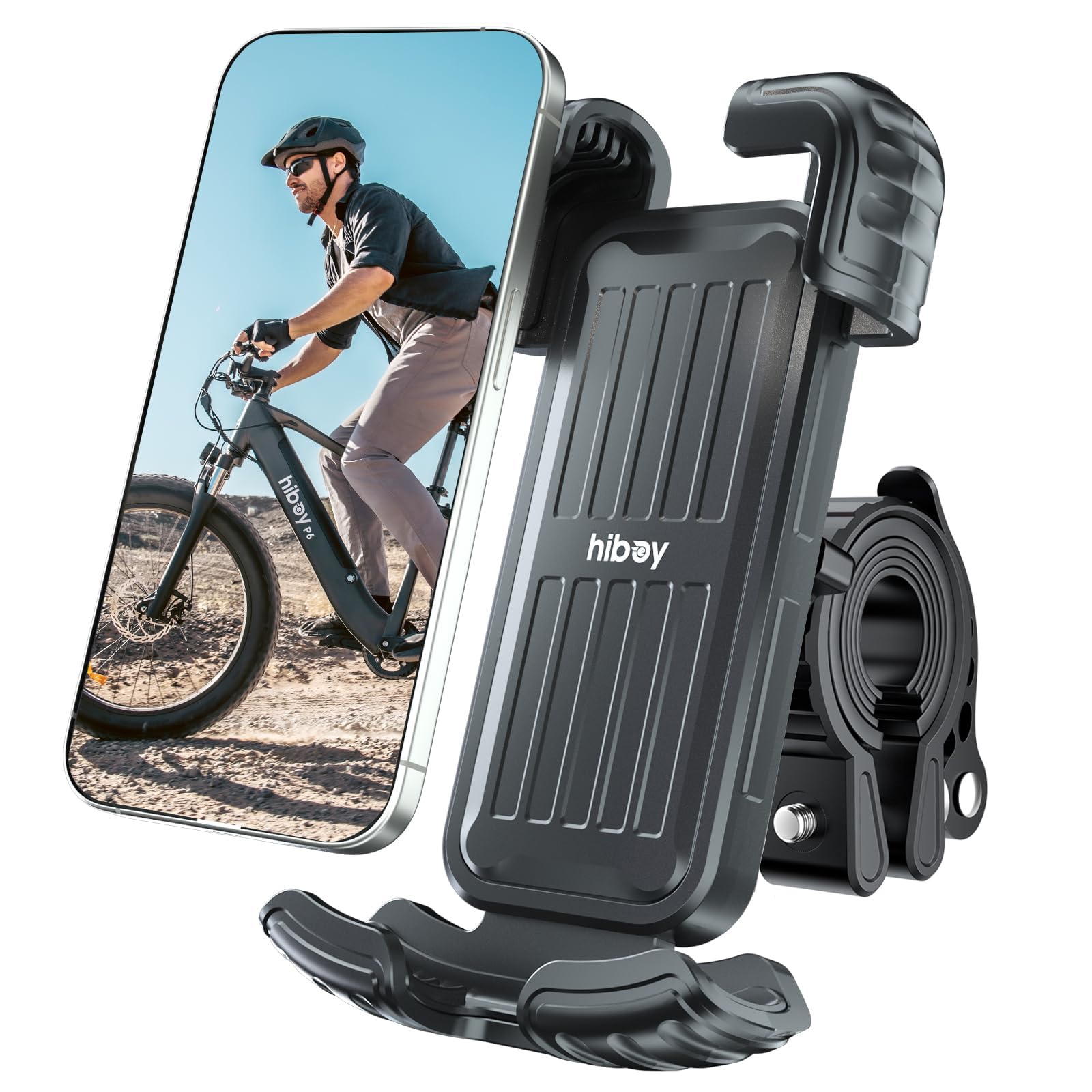 Hiboy 360° Rotatable Universal Bike Phone Holder - Anti-Shake Motorcycle & Bicycle Handlebar Mount for 5.1-6.8