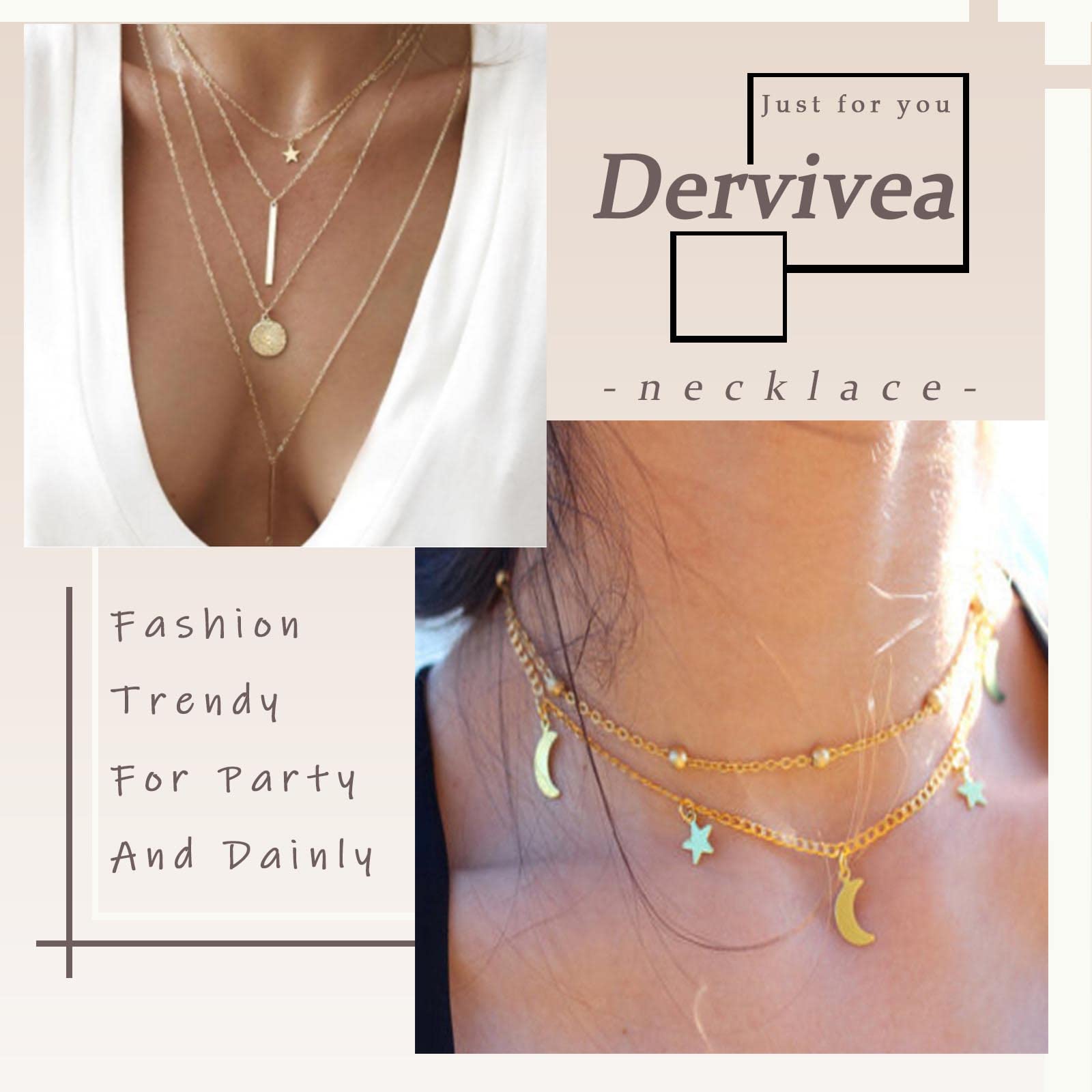 Dervivea Bohemian Layered Necklace - Gold Vertical Bar Pendant Choker with Multi-Layer Disc Design for Women & Girls | Perfect for Casual Wear, Date Nights & Special Occasions