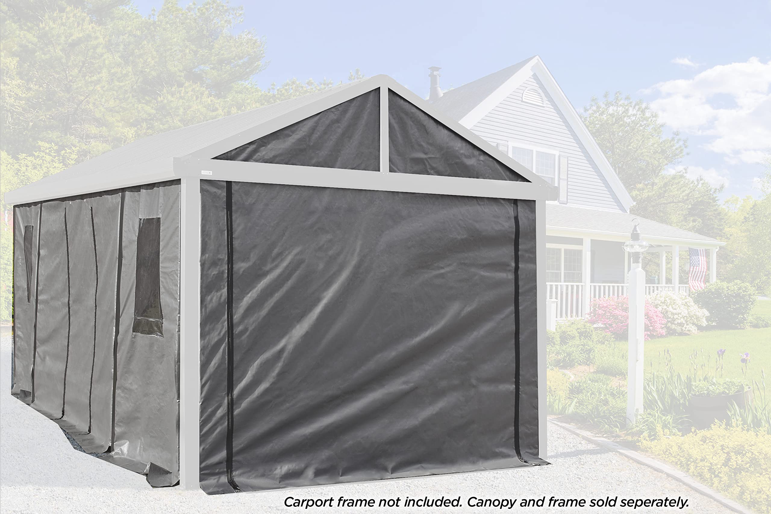 Sojag 12' x 20' Samara Carport Canopy with Grey Fabric Wall Enclosure Kit (135-9165845) - Perfect for Outdoor Vehicle Shelter, RV Cover, and Backyard Storage Protection