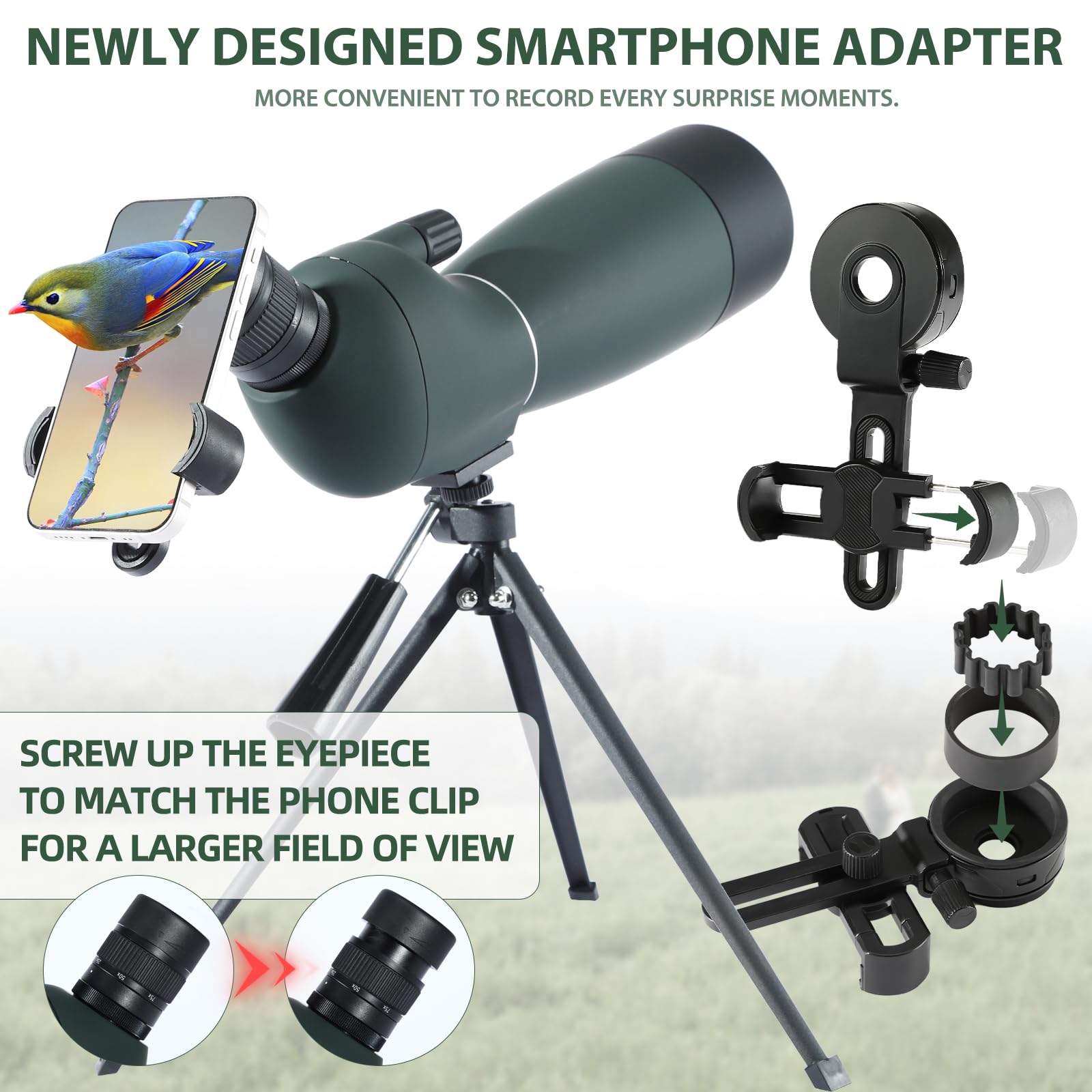 25-75x70mm HD Spotting Scope with Tripod & Phone Adapter - BAK4 Prism FMC Zoom Waterproof Telescope for Hunting, Birdwatching, Target Shooting - Perfect for Outdoor Adventures, Wildlife Observation & Travel Sightseeing