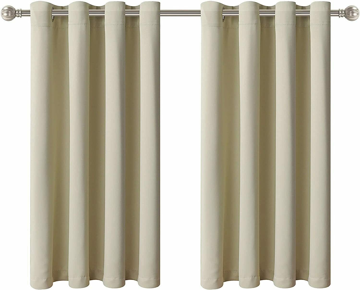 Set of 2 Jeannie Blackout Curtain Panels - Thermal Insulated, Noise Reducing, Energy Saving Room Darkening Drapes (Beige, 84 Inch Length) for Bedroom, Living Room & Home Theater