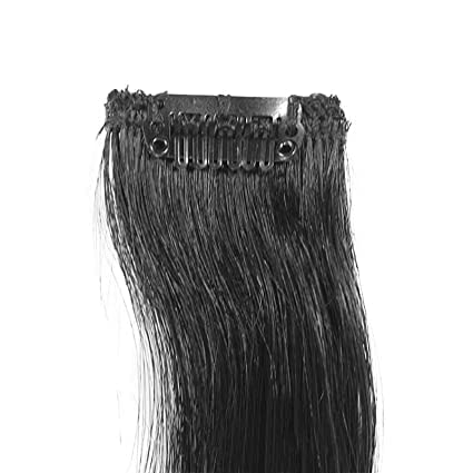 CADENZA HAIR Real Human Hair Clip-in Hair Extensions - 8 Inch Natural Black One Clip Hair Extensions for Length & Volume - Perfect for Parties, Weddings & Everyday Styling